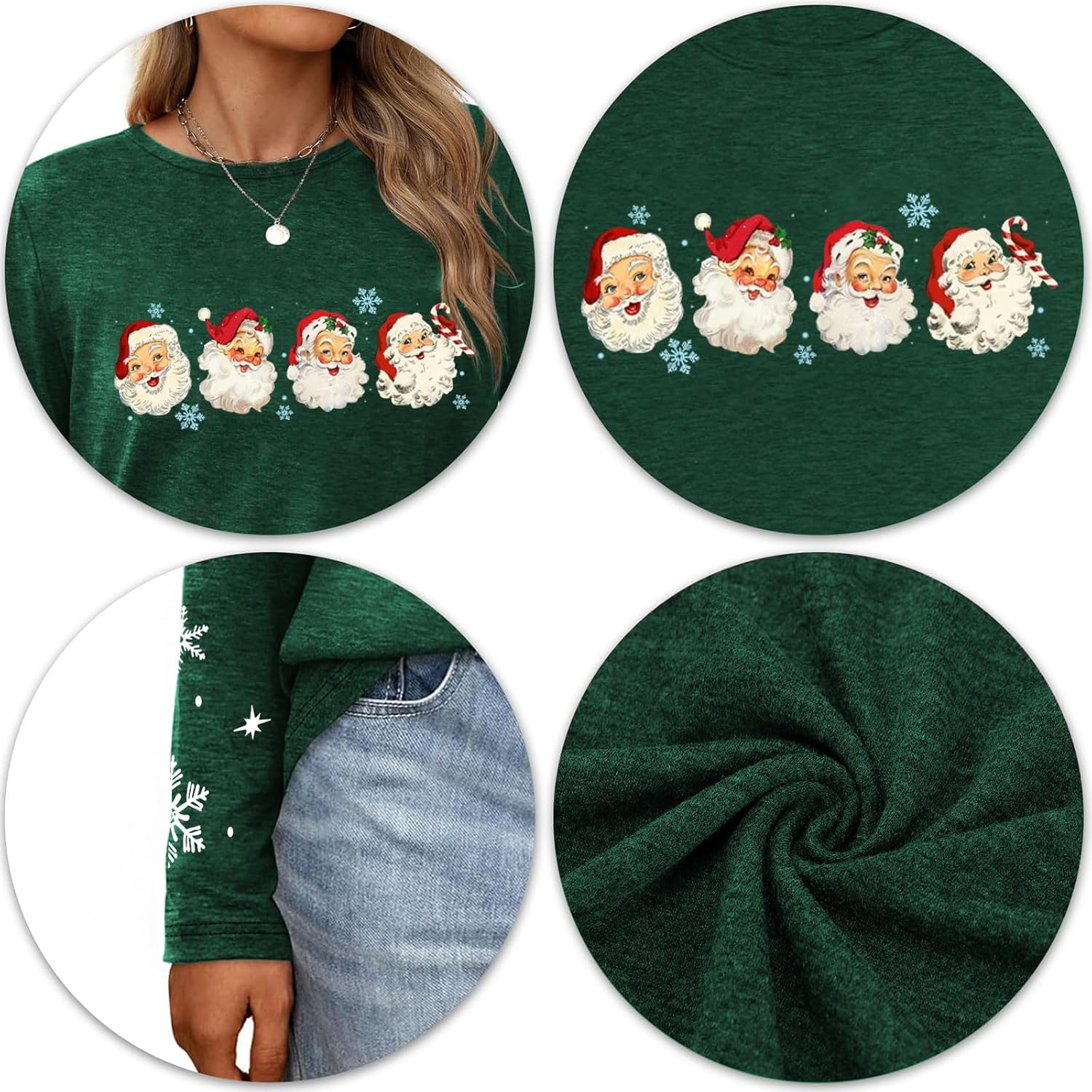 Christmas Shirts for Women：Merry and Bright T Shirt Long Sleeve Xmas Gift Shirts Christmas Vacation Tees - Image 5