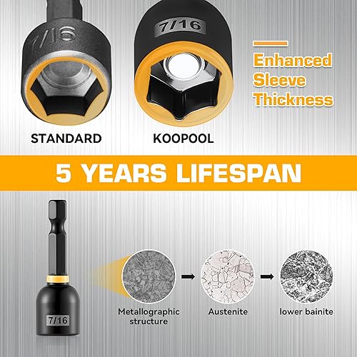 Miniatura 4 de Juego de destornilladores de tuercas magnéticas de impacto, 55 piezas, juego de destornilladores de tuerca magnética profunda, adaptadores de Gris