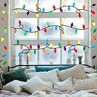 Vista 5 de Cholemy 4 hojas de calcomanías de pared de Navidad, calcomanías de bombilla de Navidad, calcomanías de bombillas de colores, suministros de fiesta