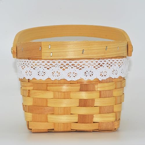 Miniatura 5 de Cesta de flores para niña, cesta de flores de madera, cesta de flores tejida para boda, cesta de niña de flores y decoraciones para el hogar.