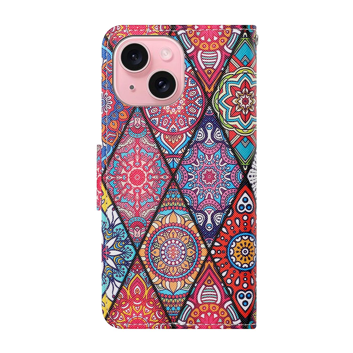 ChoosEU Leder-Klapphülle Für IPhone 16 Mit Standfunktion & Kartenfach – Stylisches Mandala-Design