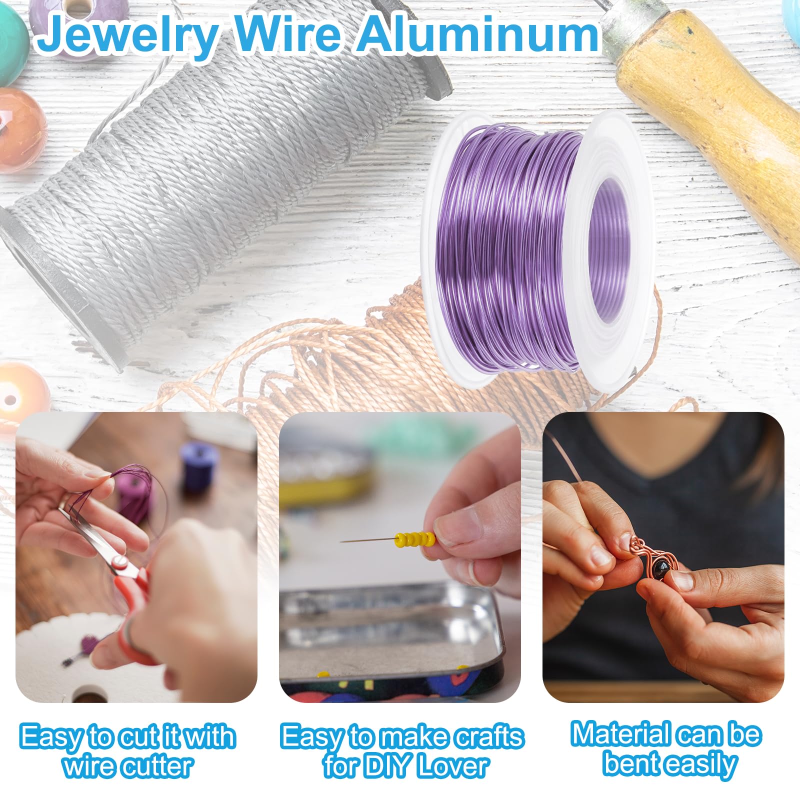 PATIKIL 18 Gauge 1mm Aluminum Craft Wire, 98.4 Ft Metal Wire Armature Bendable Wire for Jewelry Making Metal Wrap DIY Light Purple - Image 3