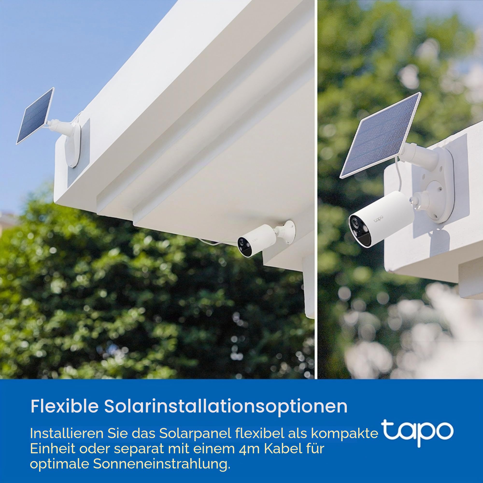 Tapo Solarpanel - Flexibel Installiert Mit Winkeleinstellung, Hocheffiziente 45-Min-Solarladung für Ganztägigen Gebrauch, IP65 Wetterfest, Funktioniert Mit Allen Batteriebetriebenen Kameras