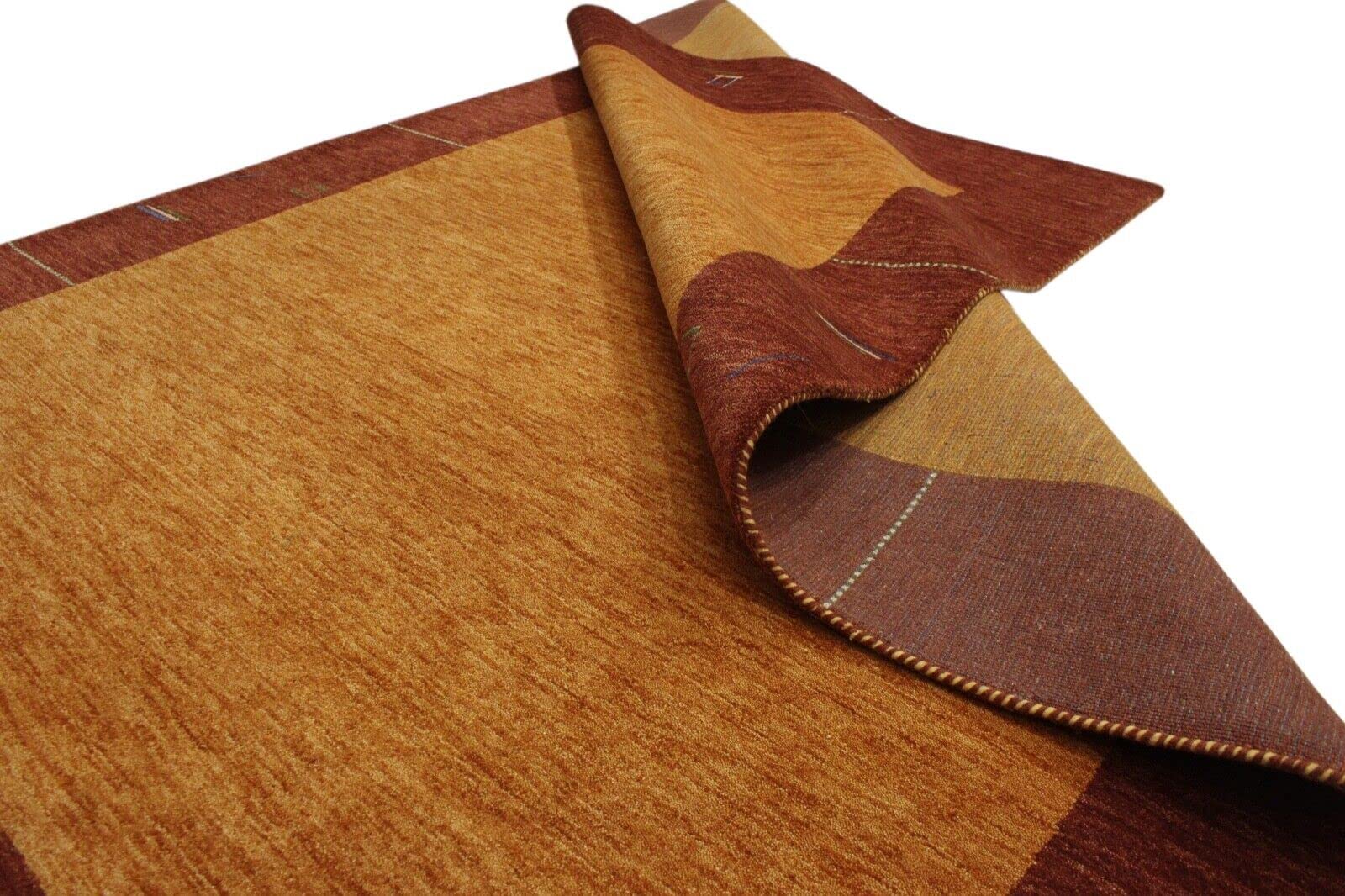 Tapis Gabbeh Loom 100 % laine orange doré 175 x 240 cm tissé à la main WR125