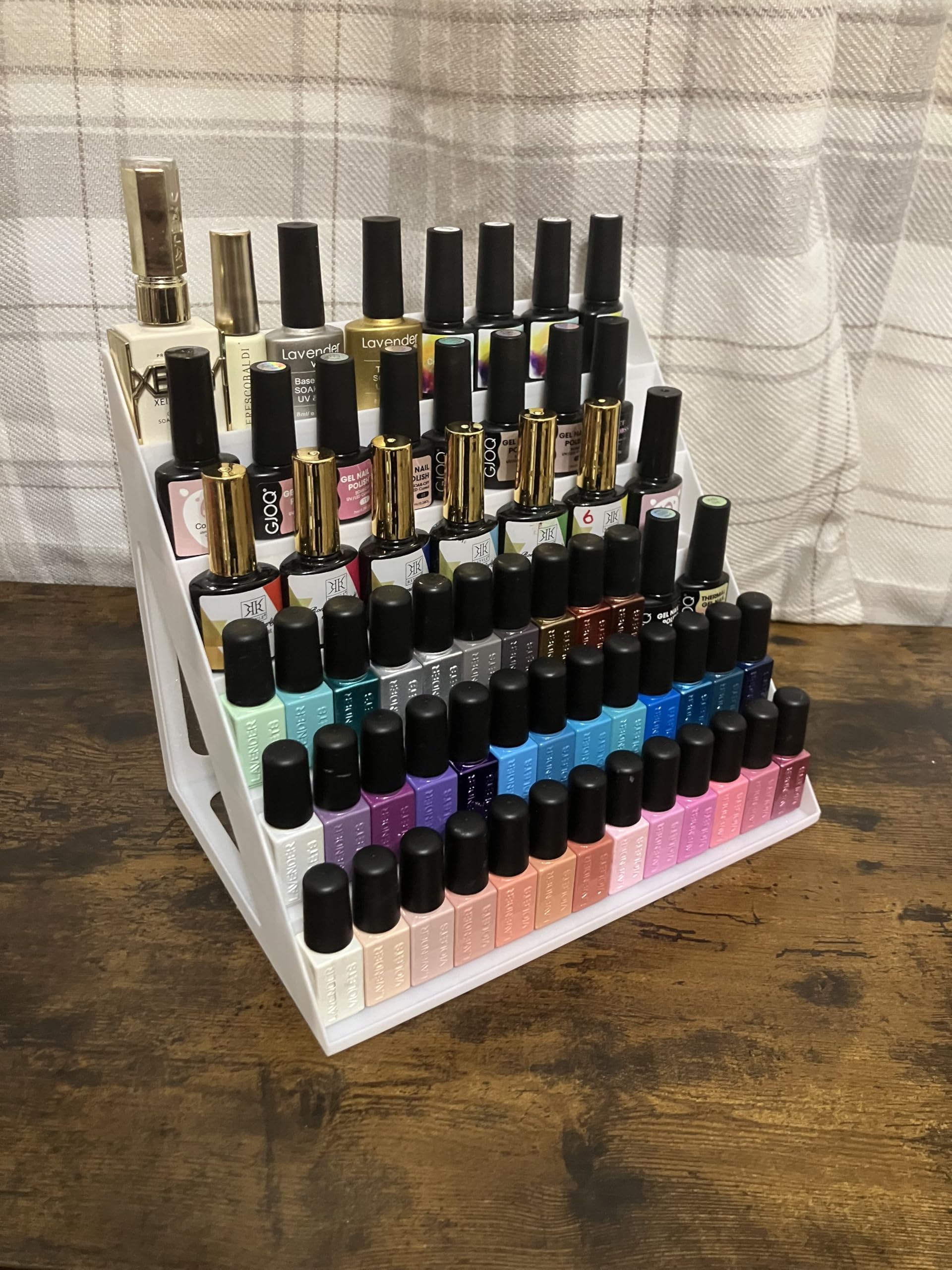 Nail Polish Organizer Holder, White Tiered Display Stand for Nail Lacquer Storage-image-46