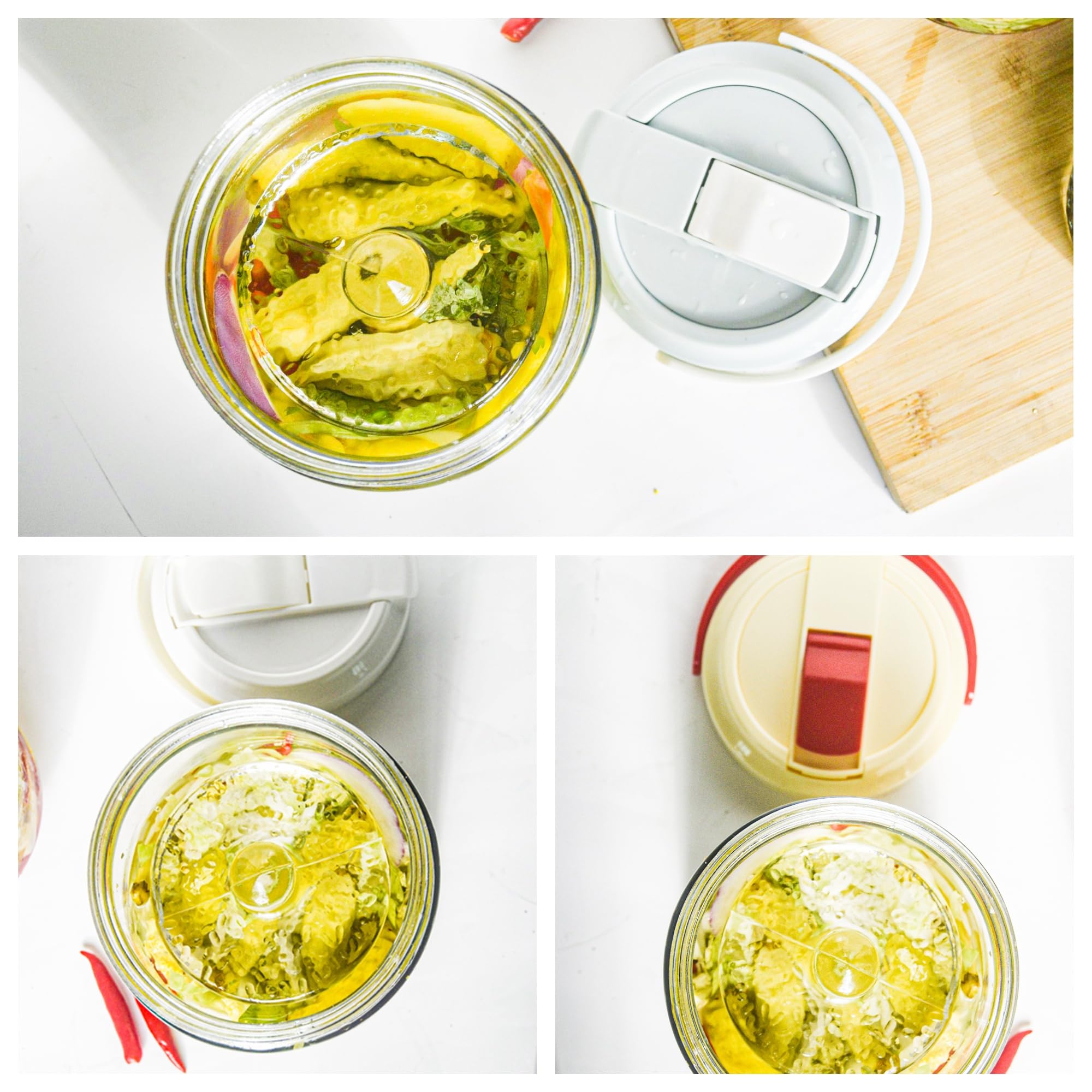 Juego de 4 pesas de fermentación de vidrio para tarros Mason de boca ancha, conservas, tarros de galón, peso de fermentación, mango de fácil agarre, punto de grano ondulado convexo para preparar