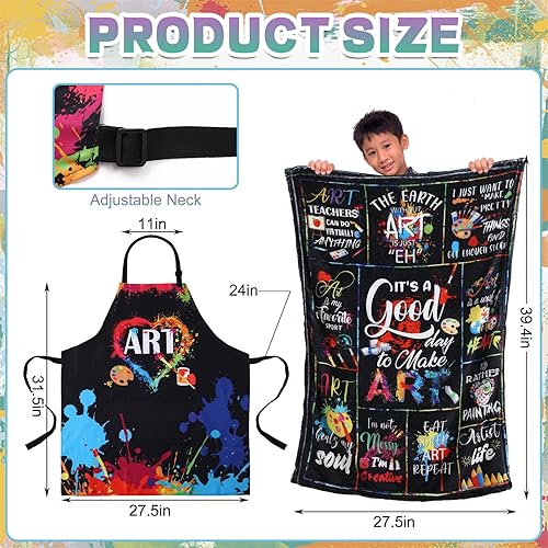 Miniatura 3 de Berlune 11 piezas de regalos de artista de pintura, regalo para profesores de arte, pintor, regalo para mujeres con delantal, taza, manta,