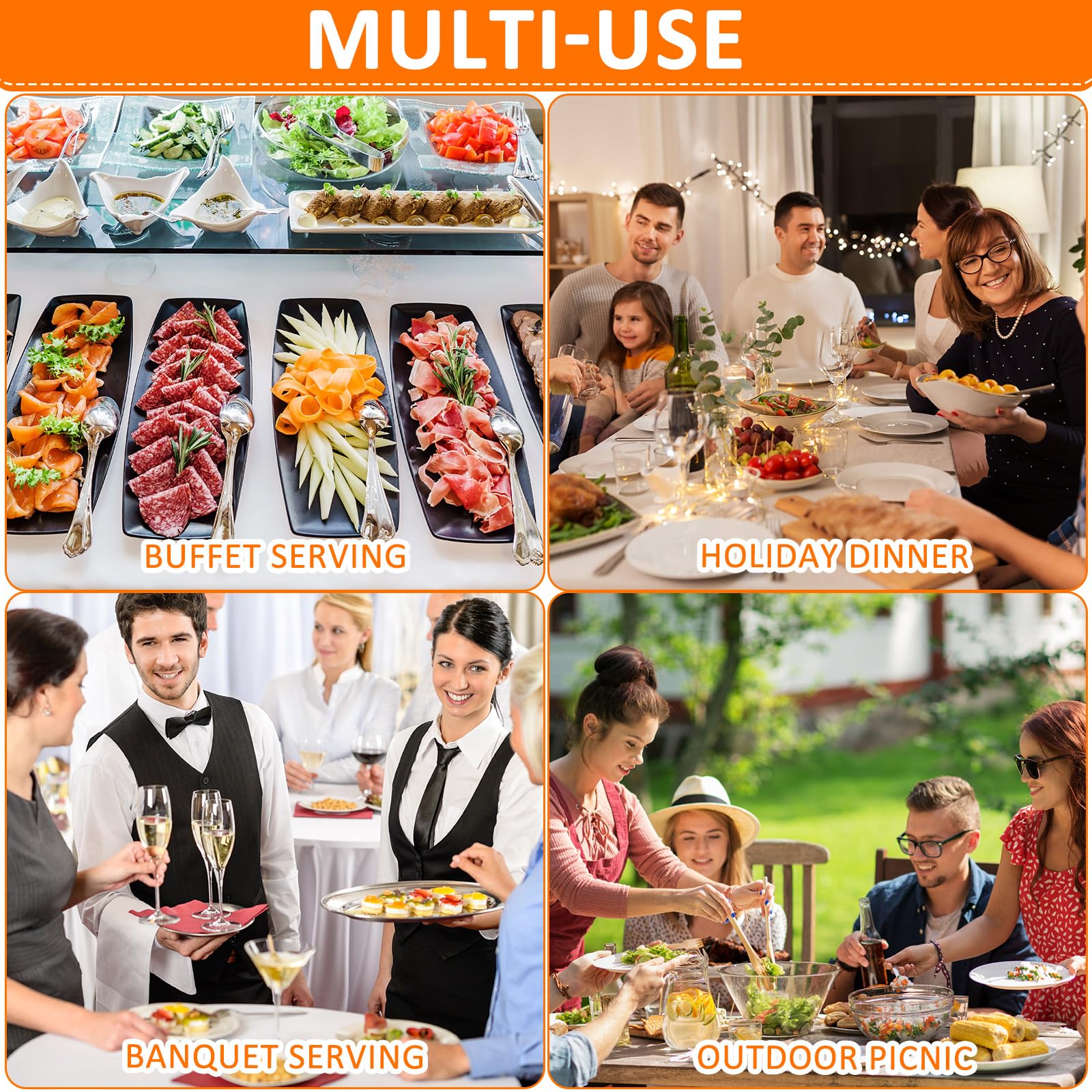 Uiifan 24 Stück Bankett-Servierlöffel Edelstahl Servierlöffel Servierutensilien Löffel zum Kochen Metall Servierlöffel für Buffet Catering Essen Kochen Küche, Silber, 21,6 cm lang, 21,6 x 6,1 cm