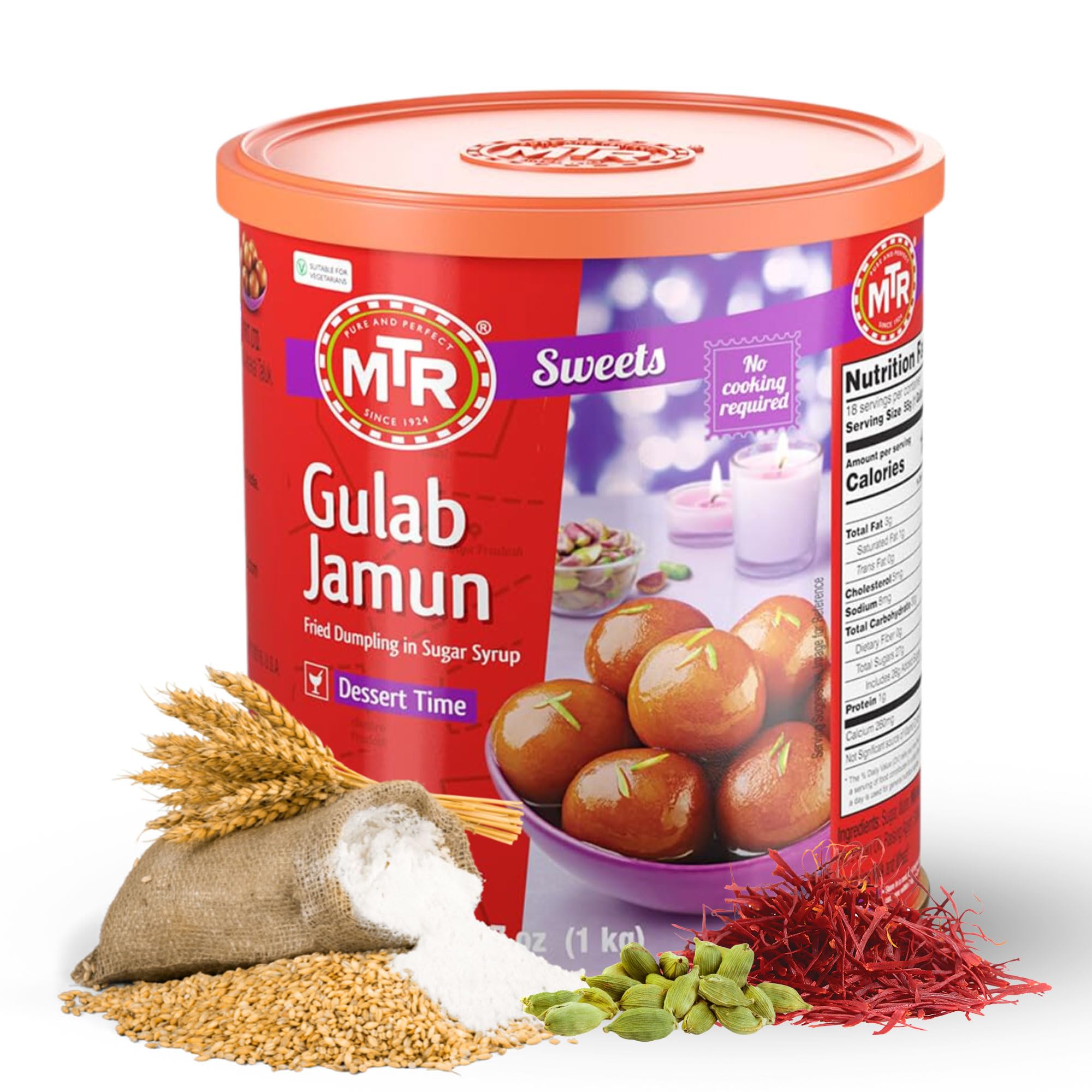 MTR Gulab Jamun – Traditional Indian Sweet – Soft & Melt-in-the-Mouth Texture – Easy to Prepare at Home – No Preservatives – 35.7 oz