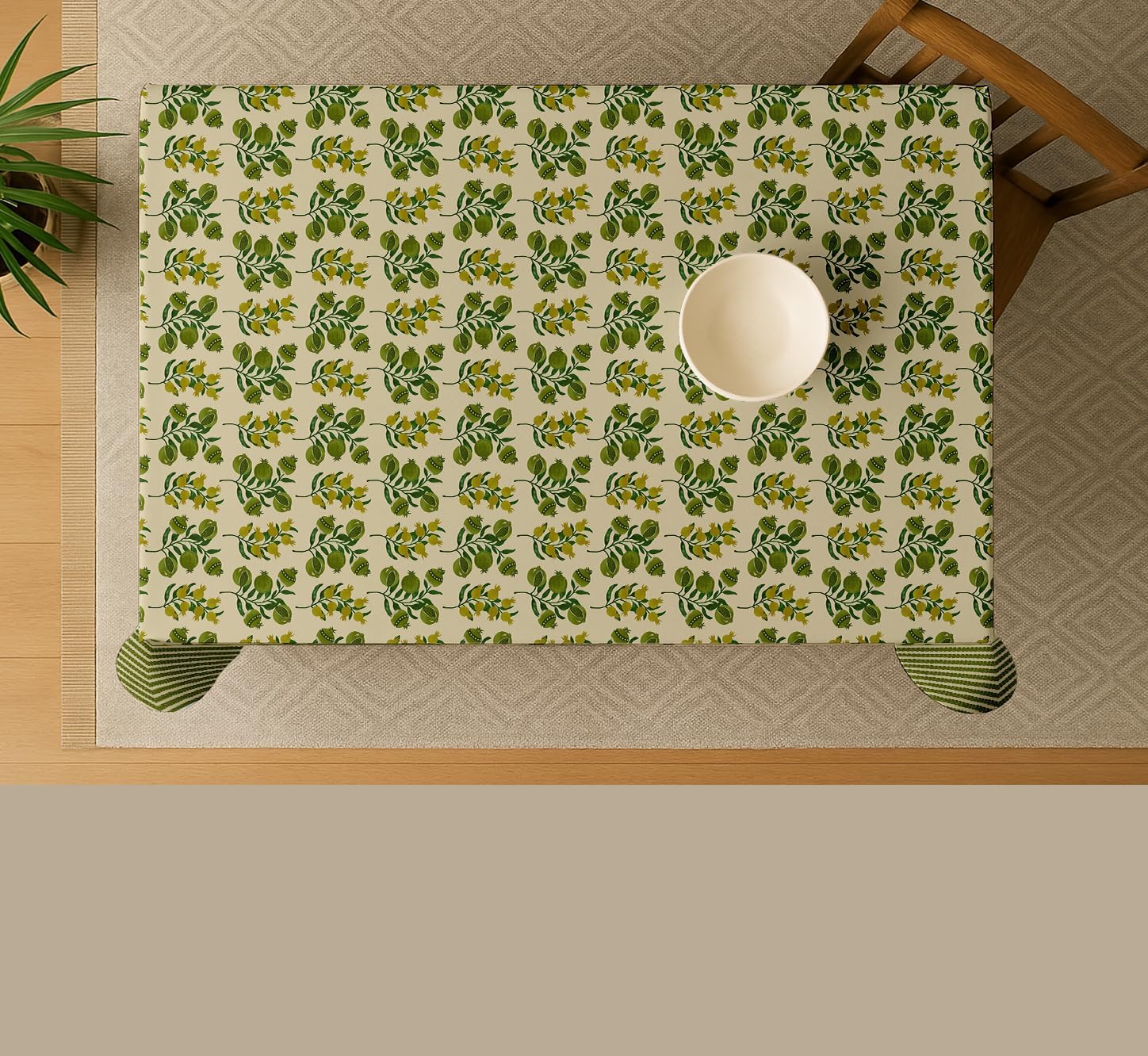 Fruits Design Tablecloth- Green 60x60 Inch Cotton Twill Dining Table Cover, Perfect for 4 Seater Tables, Durable, Protective & Washable, Ideal for Everyday Use, Festive Occasions & Gathering