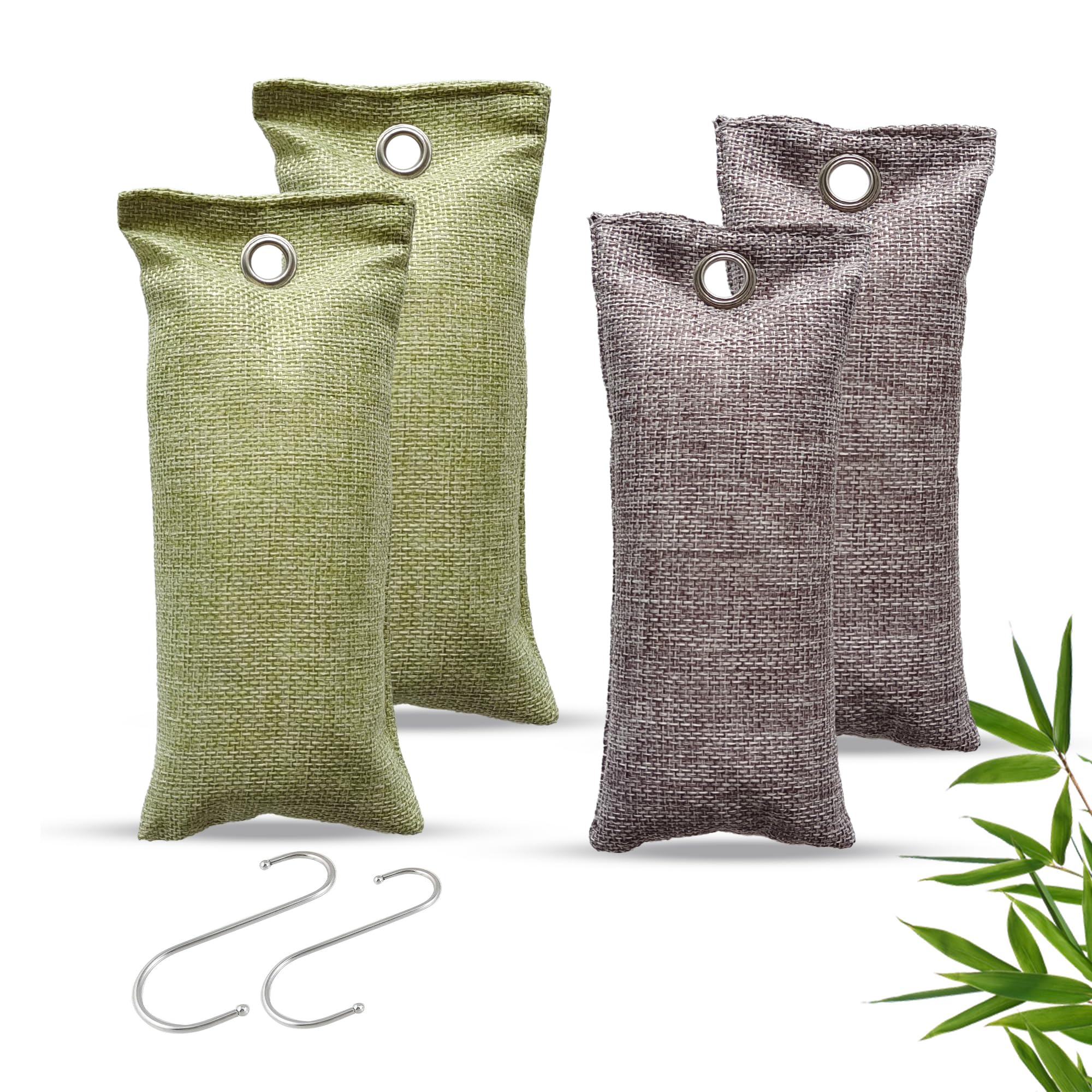 4 Bolsas de carbón activado de 80g como neutralizador y absorbe olores. Bolsas purificadoras perfumadas y antihumedad para armarios. Ambientador nevera, cajones ropa y desodorante zapatos.