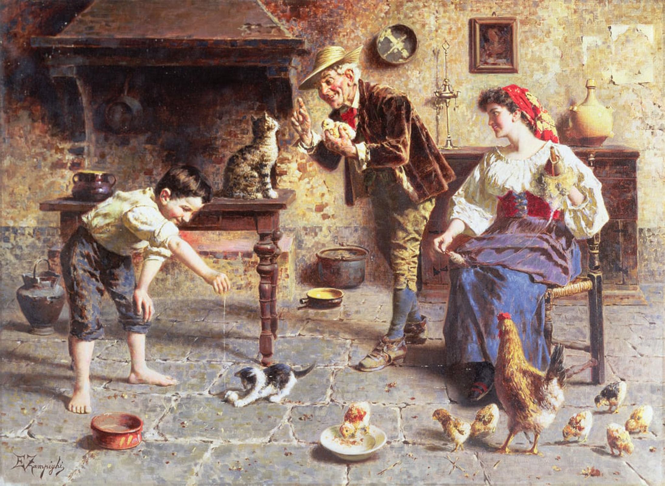 POSTERIIk Famous Modern Artwork Art Mural in the Kitchen by Eugenio Zampighi Oil Paintings Pictures for Home Decor 60x90cm