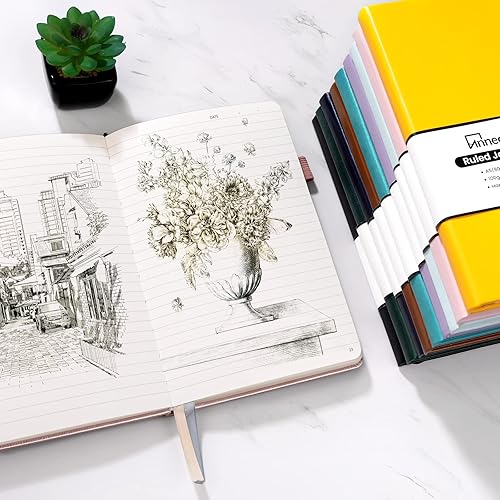 Miniatura 5 de Annecy Cuaderno numerado con rayas universitarias, tamaño mediano de 5.5 x 8.25, 160 páginas, papel de escritura de 100GSM, cubierta de piel