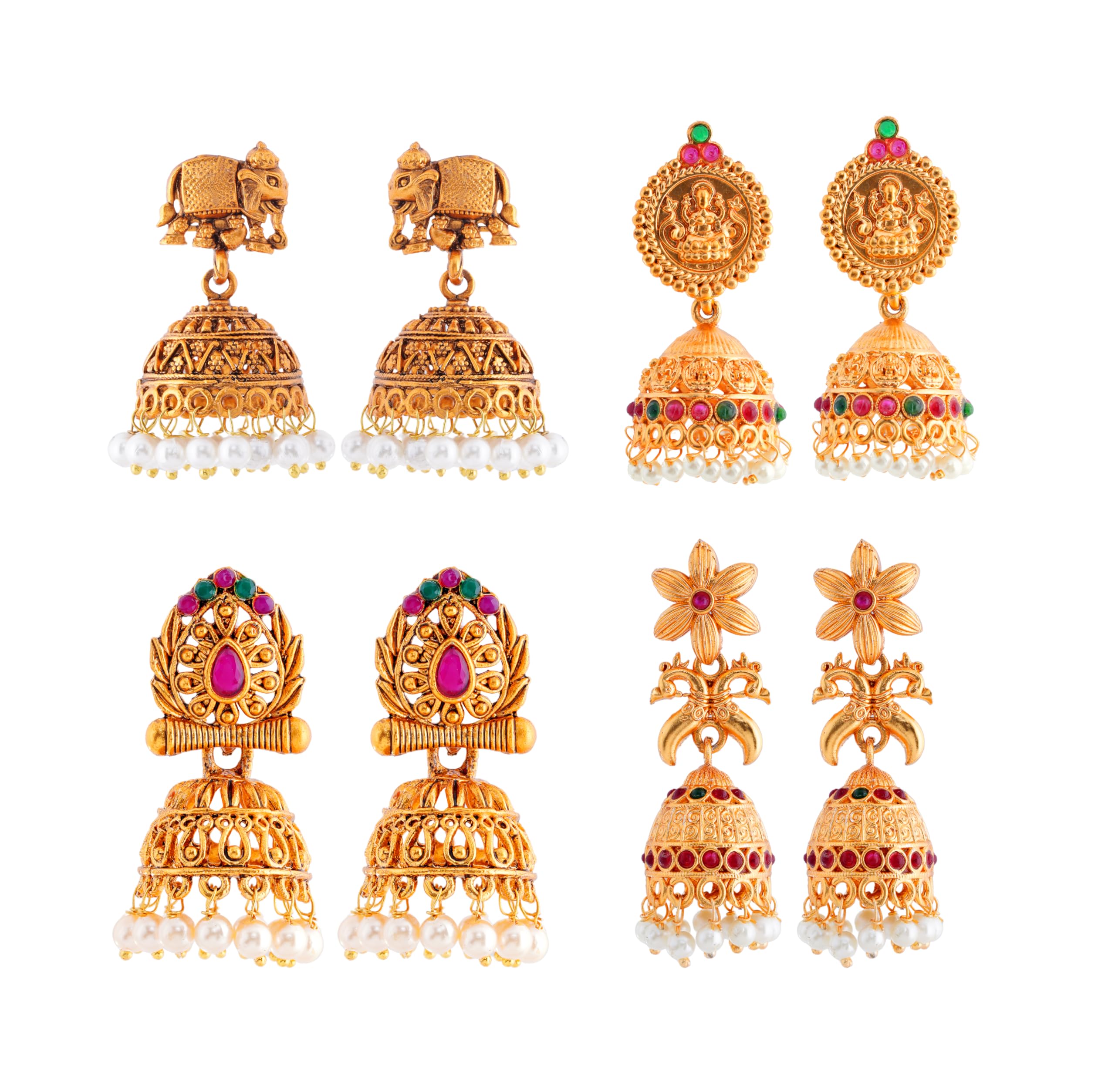 FUBS Traditional Temple Jewelry Designer jhumkas Gift Set | Anniversary Gift | Birthday Gift for Girls & Womens (B0DF2BMR7N) Amazon Price History, Amazon Price Tracker