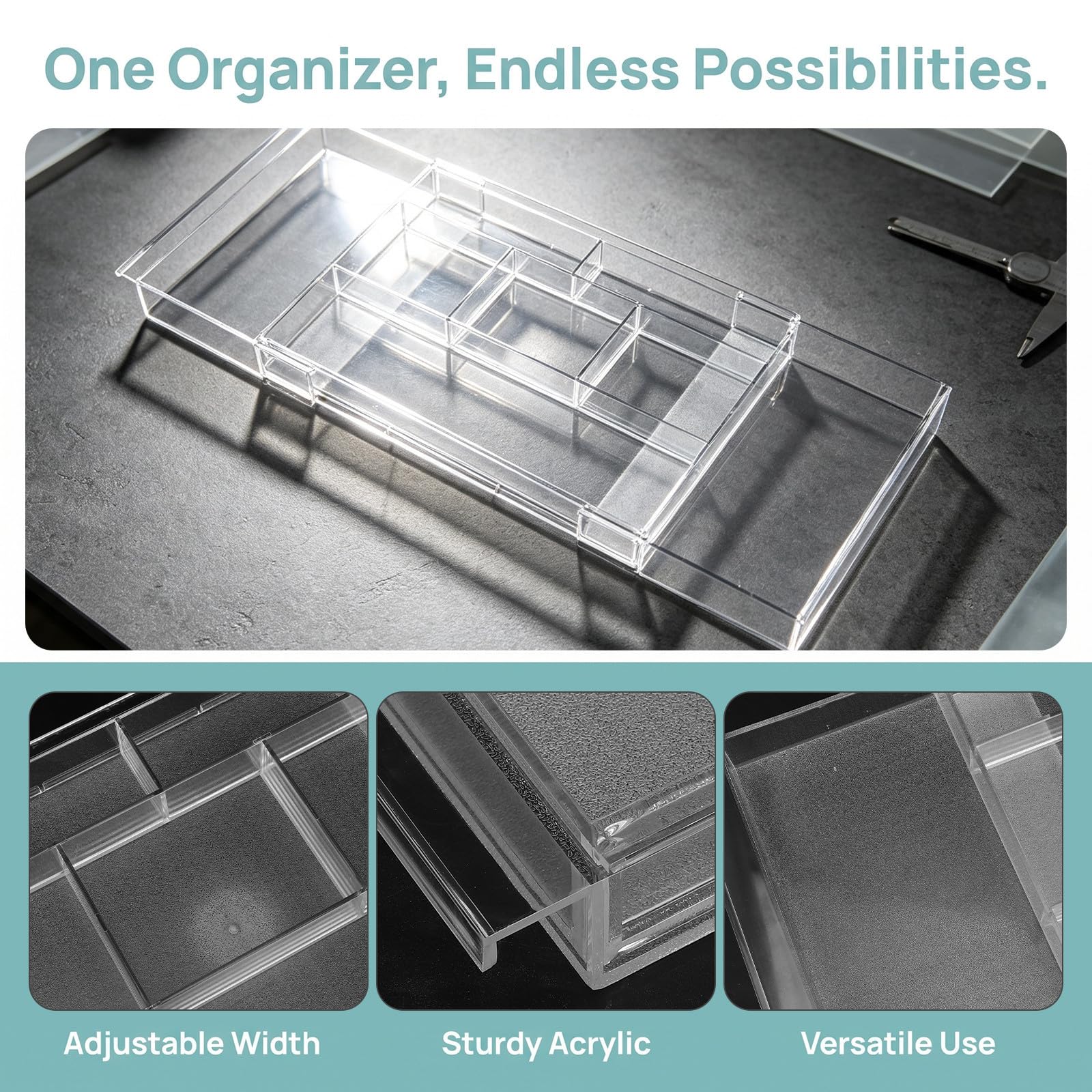 2 Piezas Organizador Compartimentos Expandible de Cajones