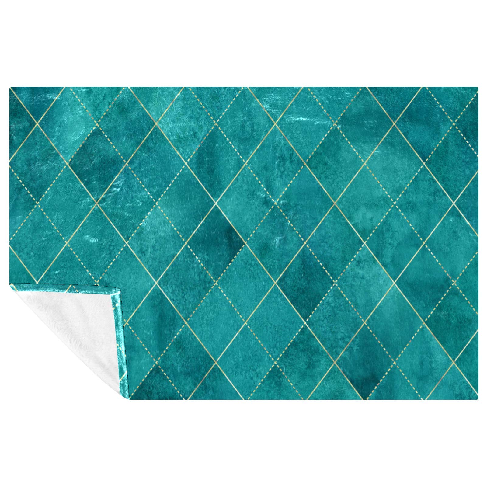 Plaid géométrique bleu doux et chaud jeté de canapé microfibre