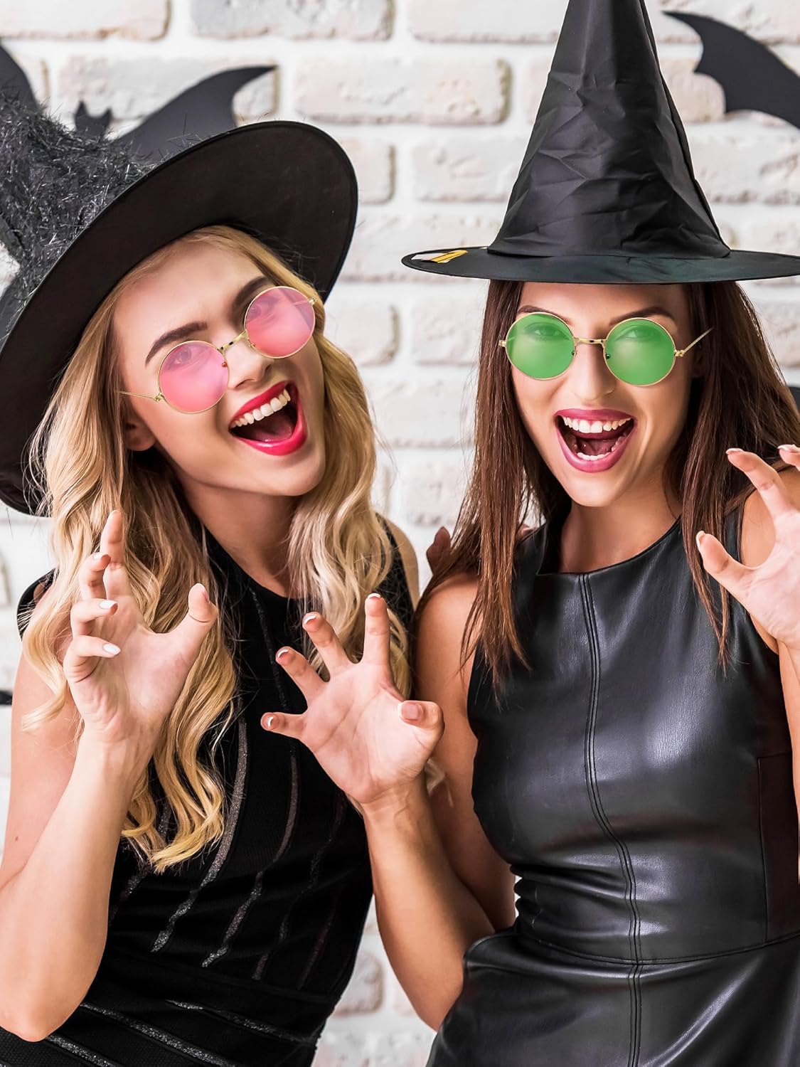 Flutesan 12/24 Pcs Pink and Green Sunglasses Witch Themed Party Favor Princess and Witch Sunglasses Birthday Party Photo Prop(Green Pink,12) - Image 3