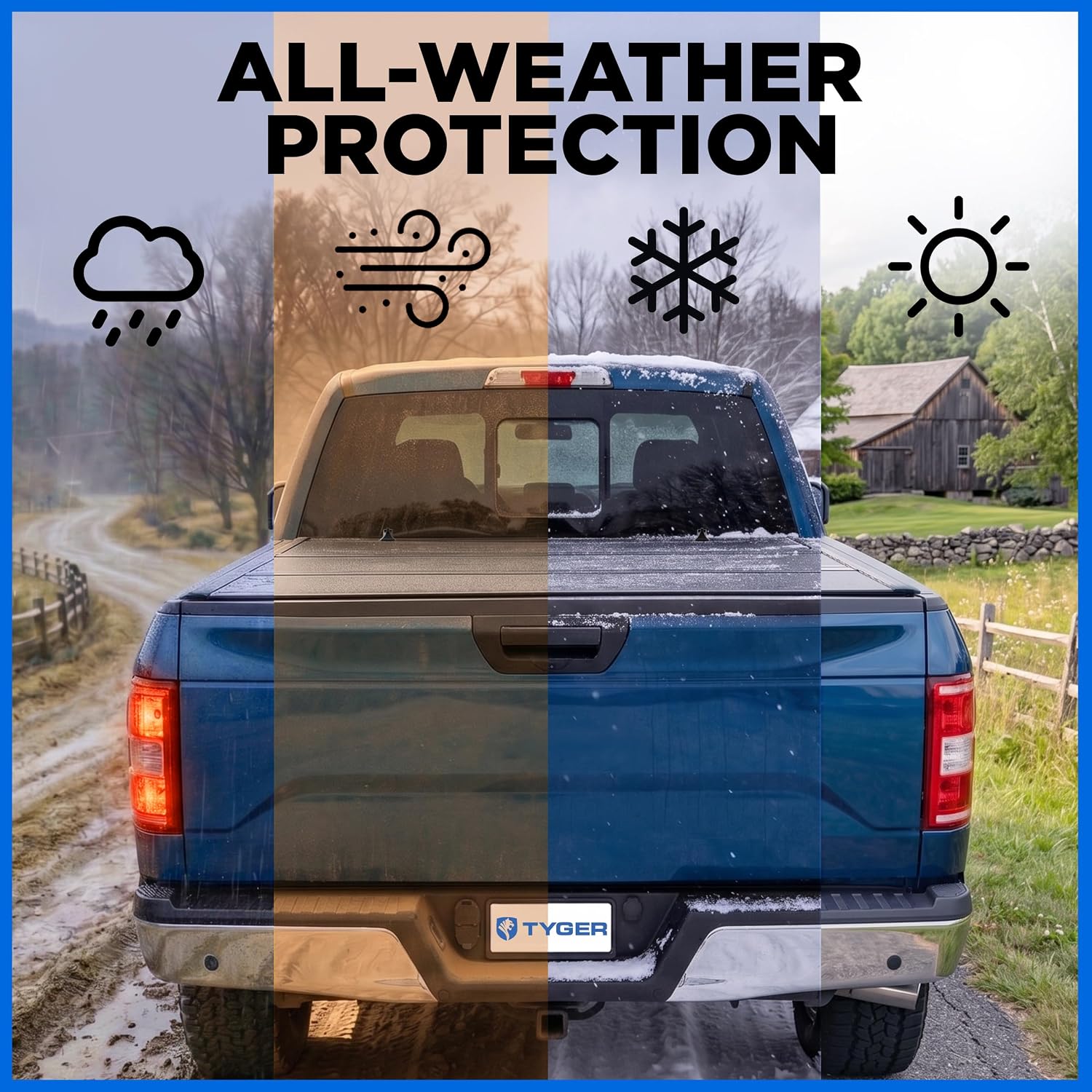 Tyger Auto T9 Flip-Up Low Profile Hard Alloy Tri-Fold Truck Bed Tonneau Cover Compatible with 2015-2026 Ford F-150 | 5.5' (67") Bed | TG-BC9F8011