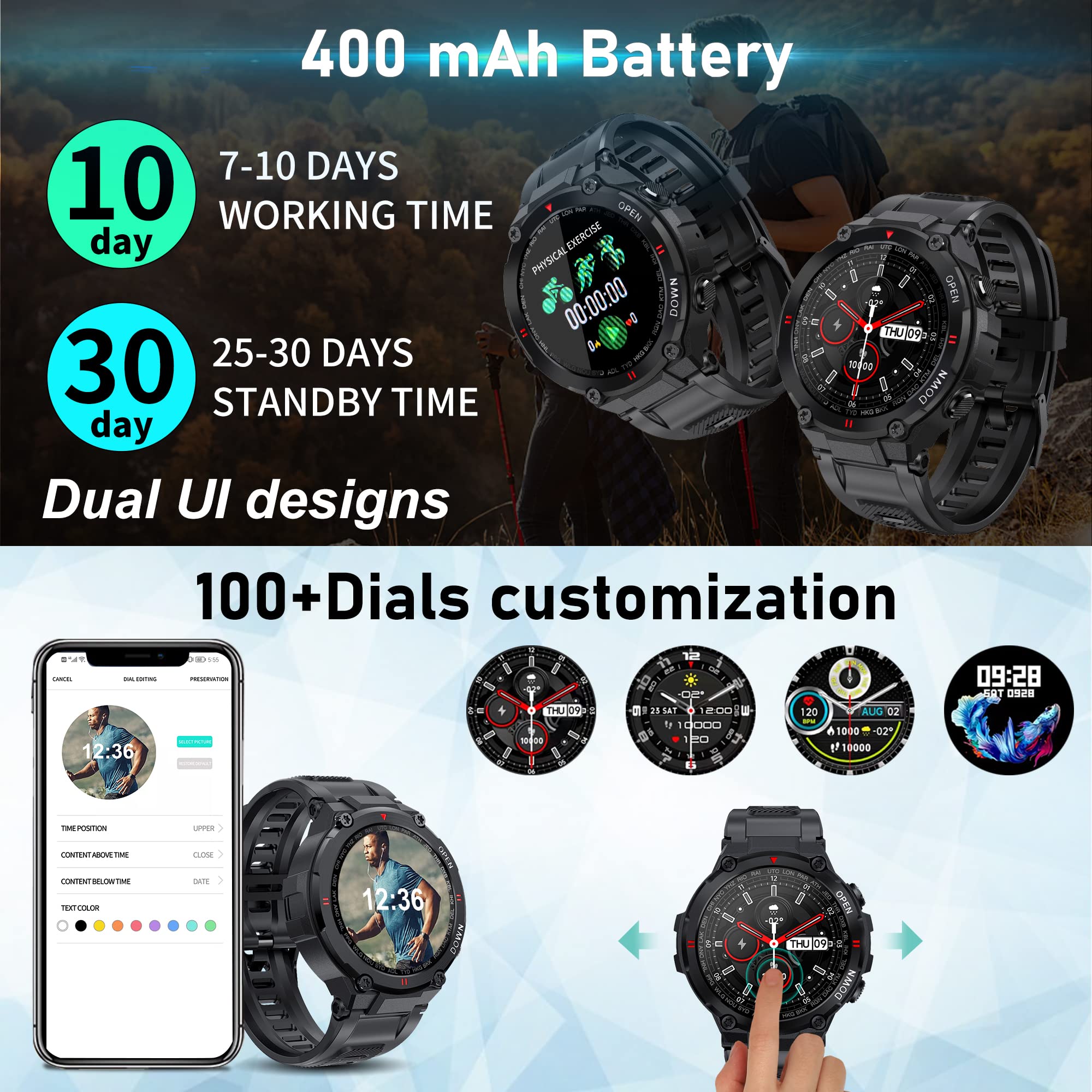 Gucabe military smart watch Clearance