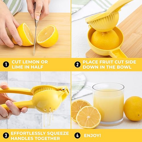 Miniatura 5 de Zulay Kitchen Exprimidor de limón de metal, exprimidor de limón de mano, exprimidor de cítricos fácil de usar, prensa manual para extraer la mayor