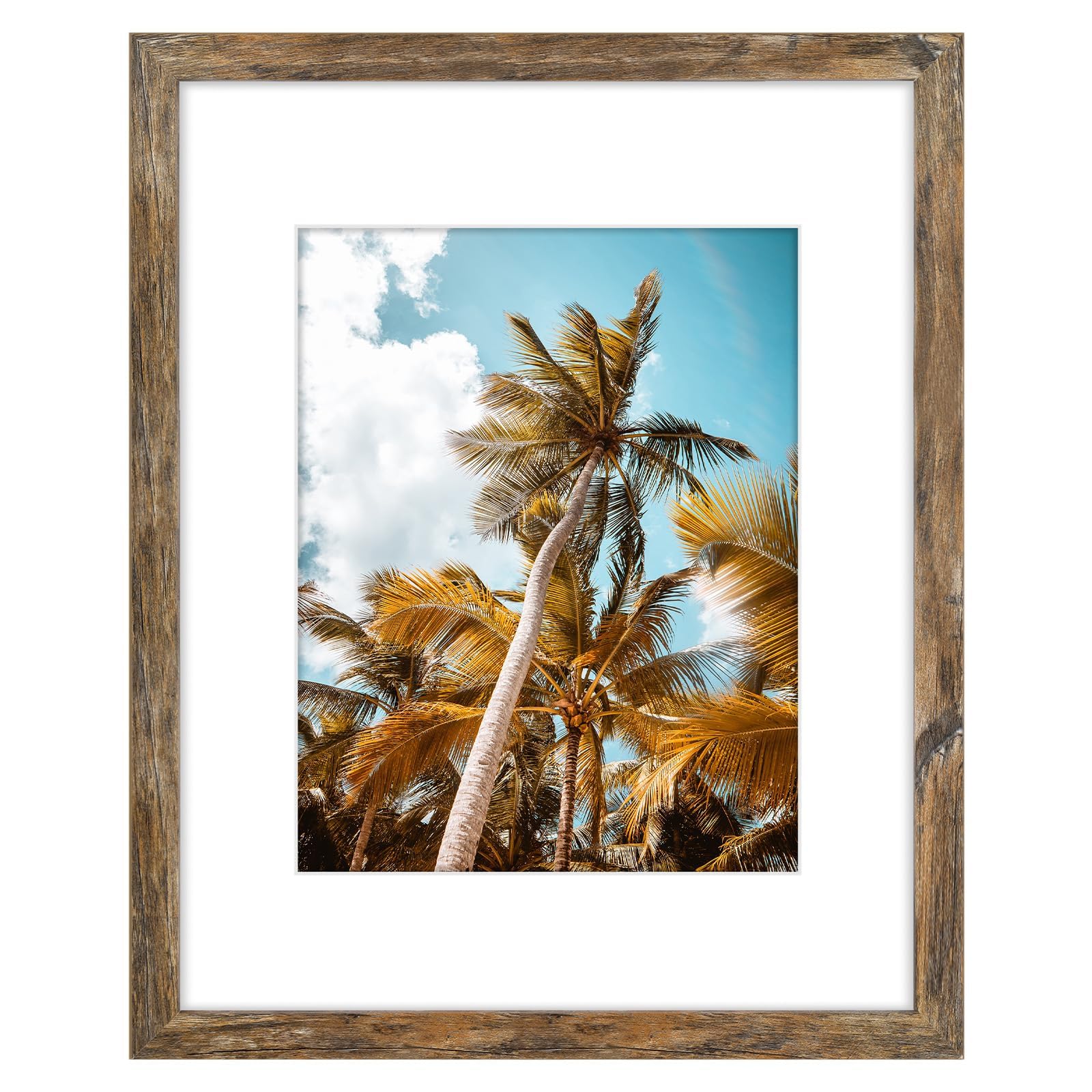 Frametory 16x20 Rustic Brown Picture Frame with Real Glass Mat for 11x14