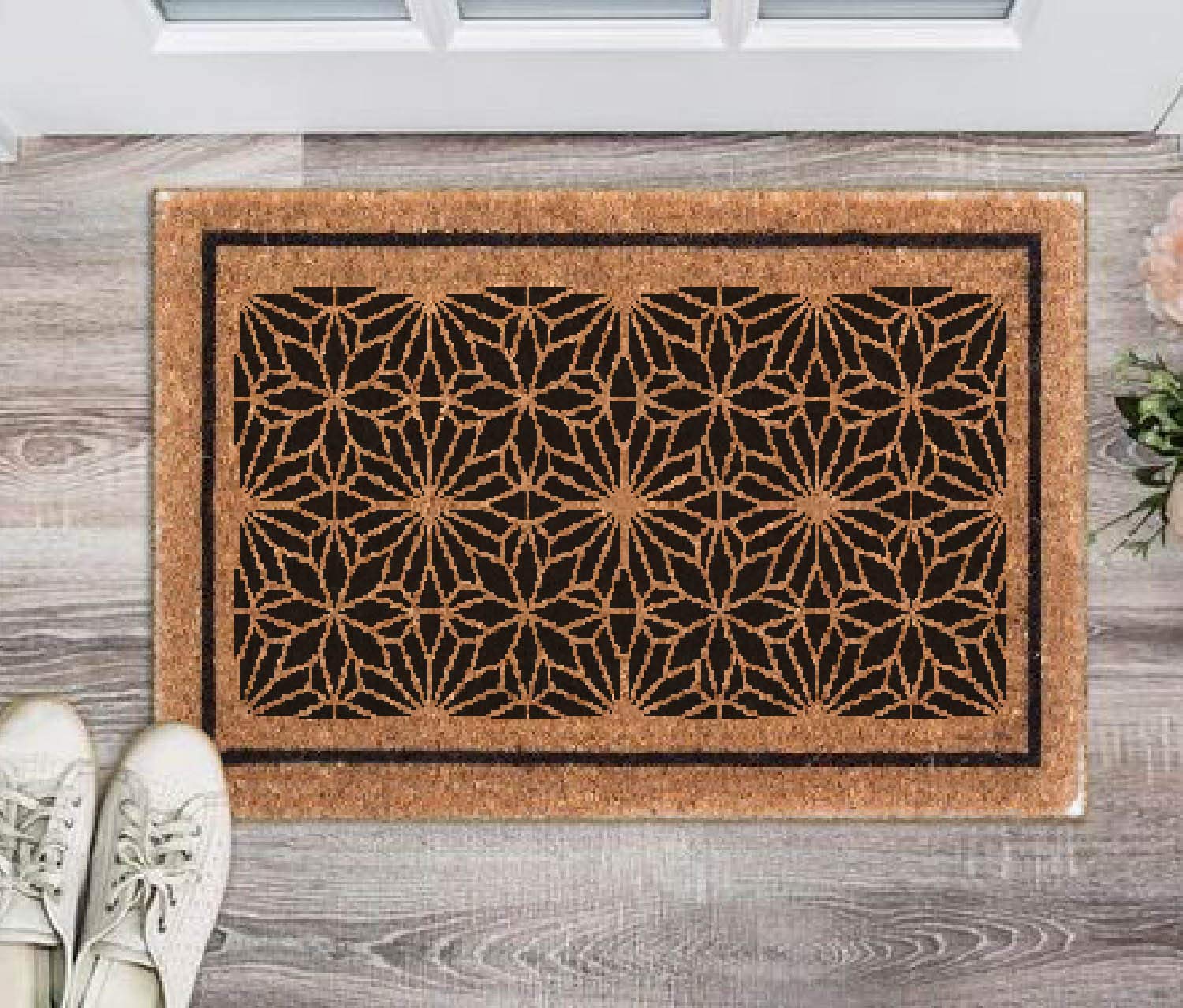 CrafTreat Herbruikbare geometrische sjablonen voor schilderen op hout, muur, canvas en vloer - Abstract verbonden bogen en 3D vierkante patronen - 2 stuks - 6x6 Inch