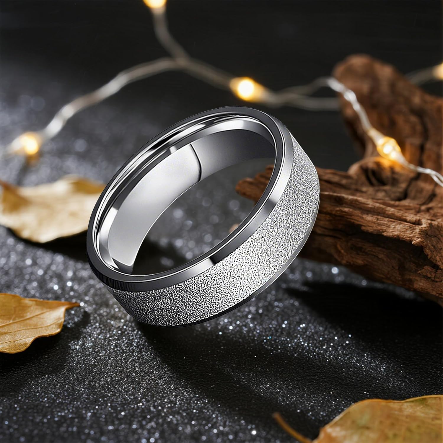 OreilleStar None Scratches Stainless Steel Rings for Men Women, 7mm Band Thumb Ring Sandblasted Outer Beveled Polished Inner Comfort Fit Mens Promise Engagement Ring Gold Silver Black Size 6-12 - Image 5