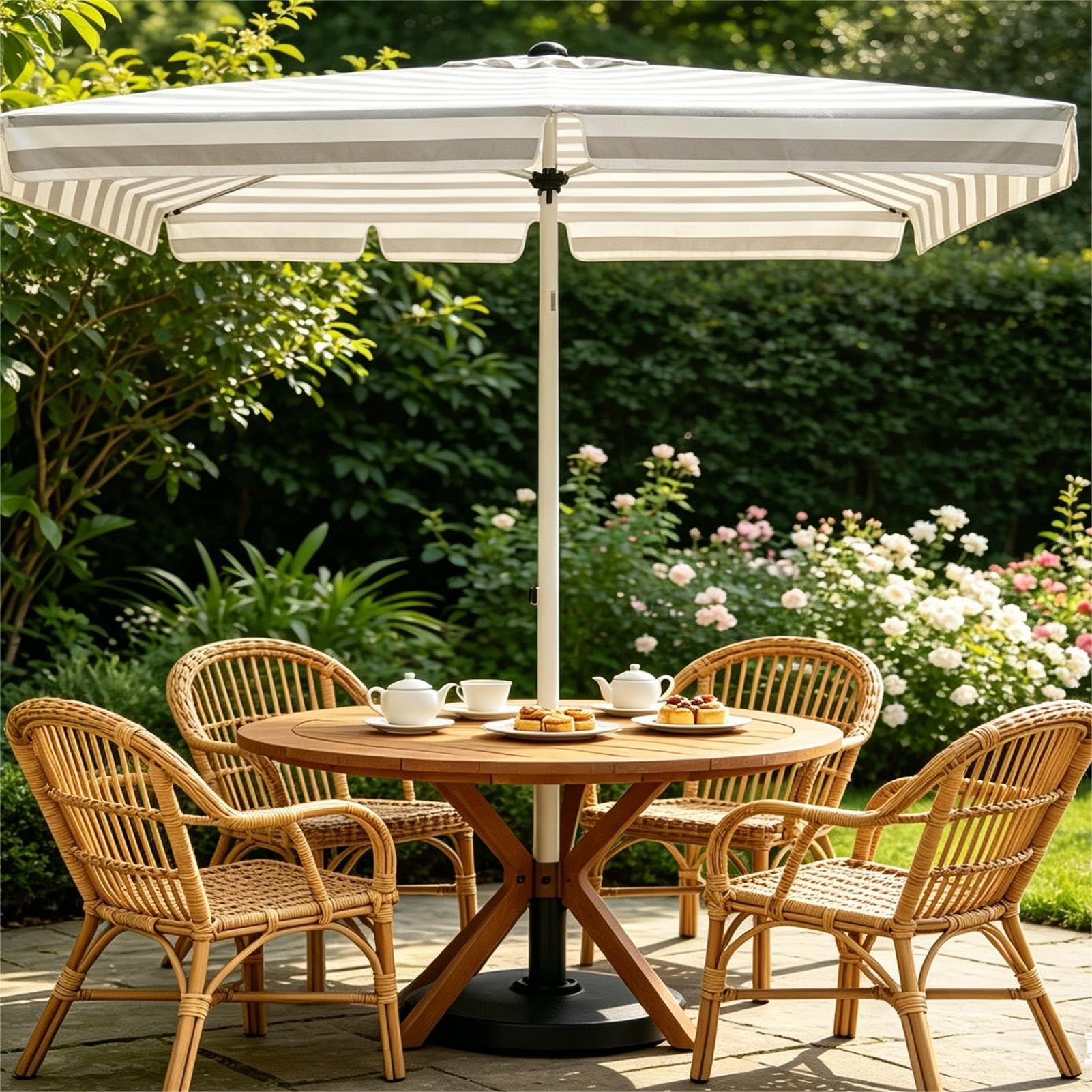 Parasol na Patio 200x125cm, Parasol Przeciwsłoneczny Prostokątny z Przyciskiem Nachylenia, UPF 50+, Wodoodporny Baldachim z Poliestru, Balkon, do Ogrodu, na Taras