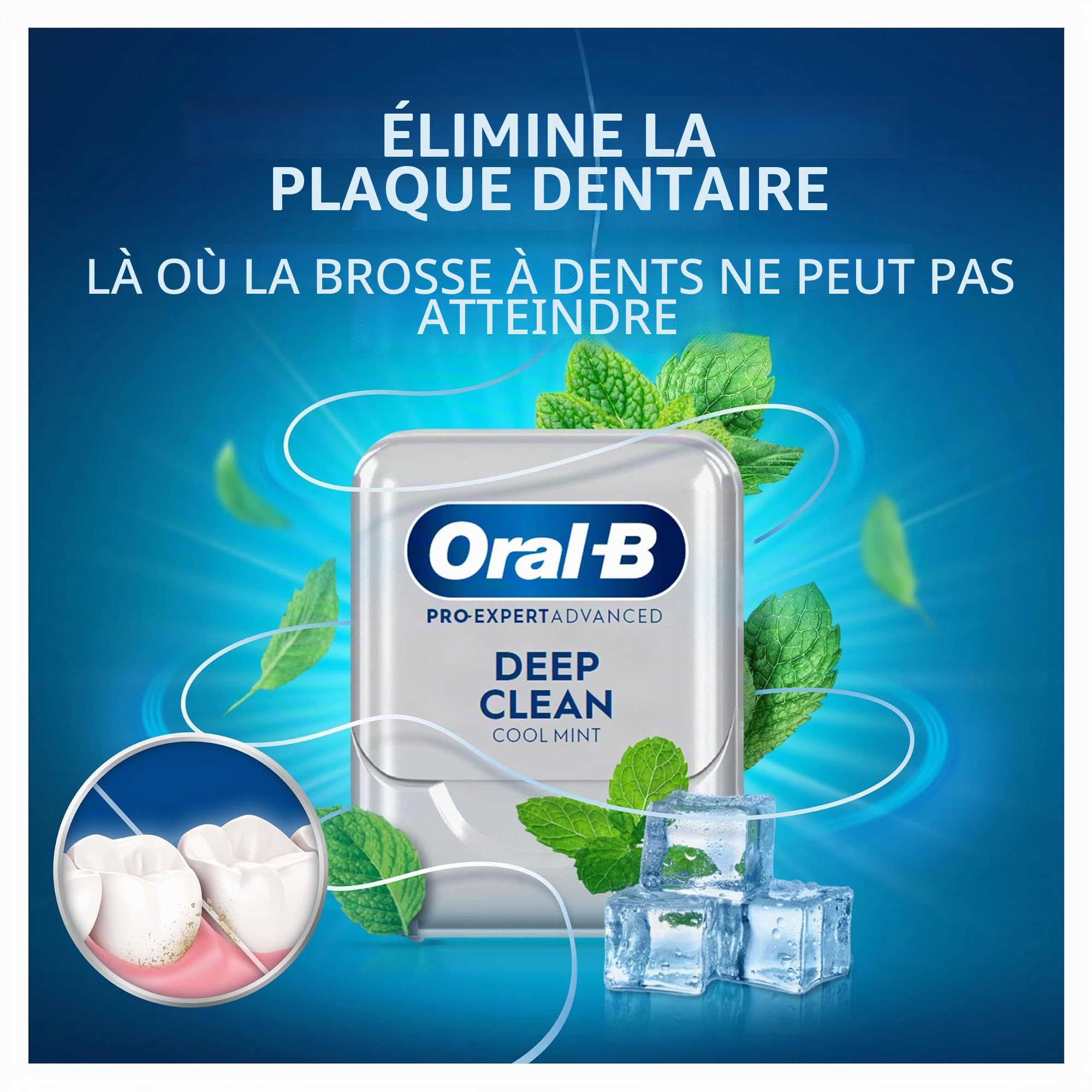 Oral-B Pro-Expert Fil dentaire avancé avec ruban ciré 50 m Nettoyage en profondeur Menthe fraîche 12 fils dentaires