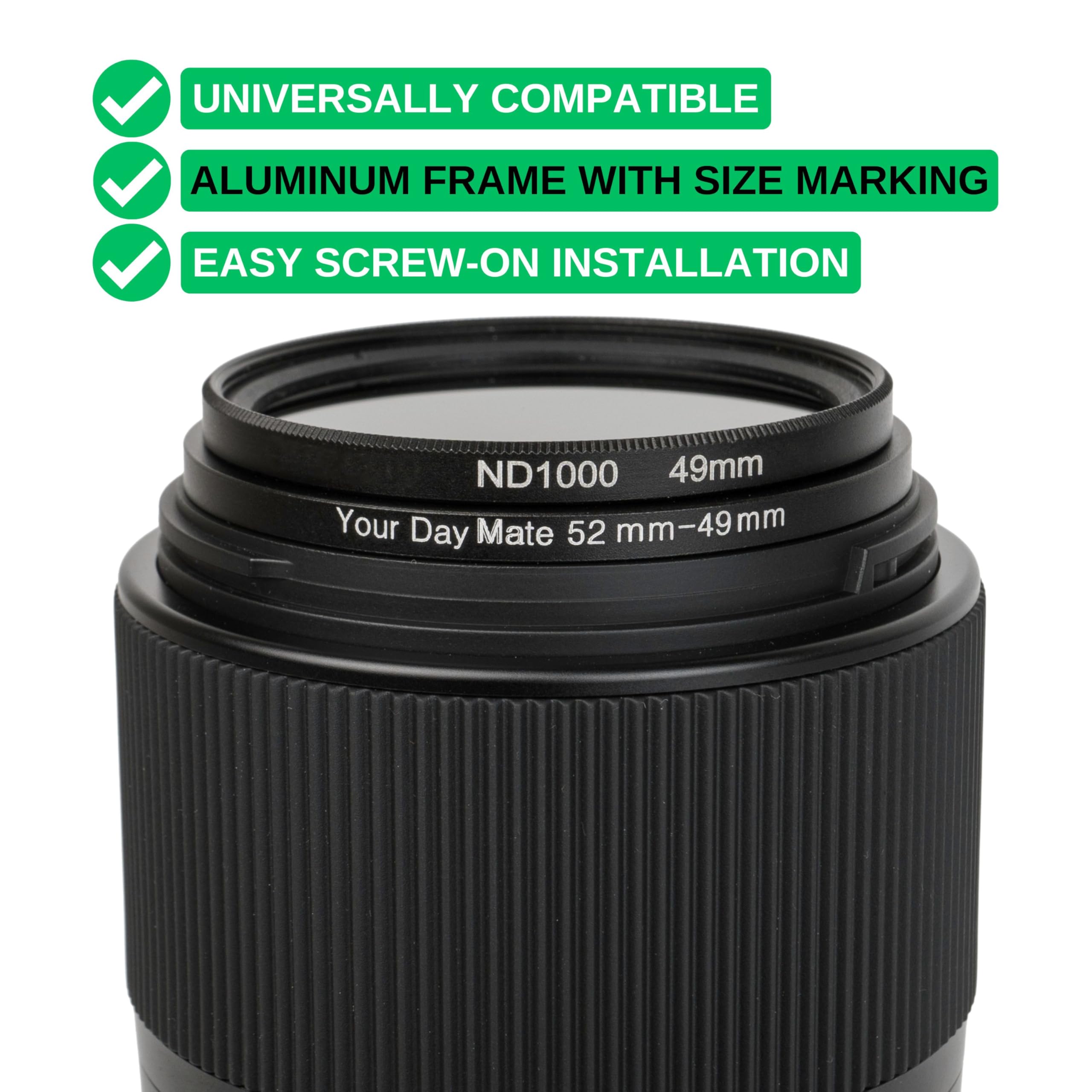 Step Down Ring, Ø 58 à 55 mm de diamètre, Compatible avec Les objectifs de Fabricants tels Que Canon, Sony, Nikon, Fujifilm, Adaptateur de Filtre pour Objectif d'appareil Photo, Step-Down Ring alu
