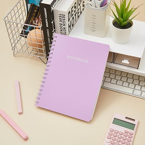 Miniatura 3 de Cuaderno de espiral de piel sintética, 6.3 x 8.5 pulgadas, 160 páginas con bolsillos interiores, tapa suave, cuaderno de encuadernación de doble