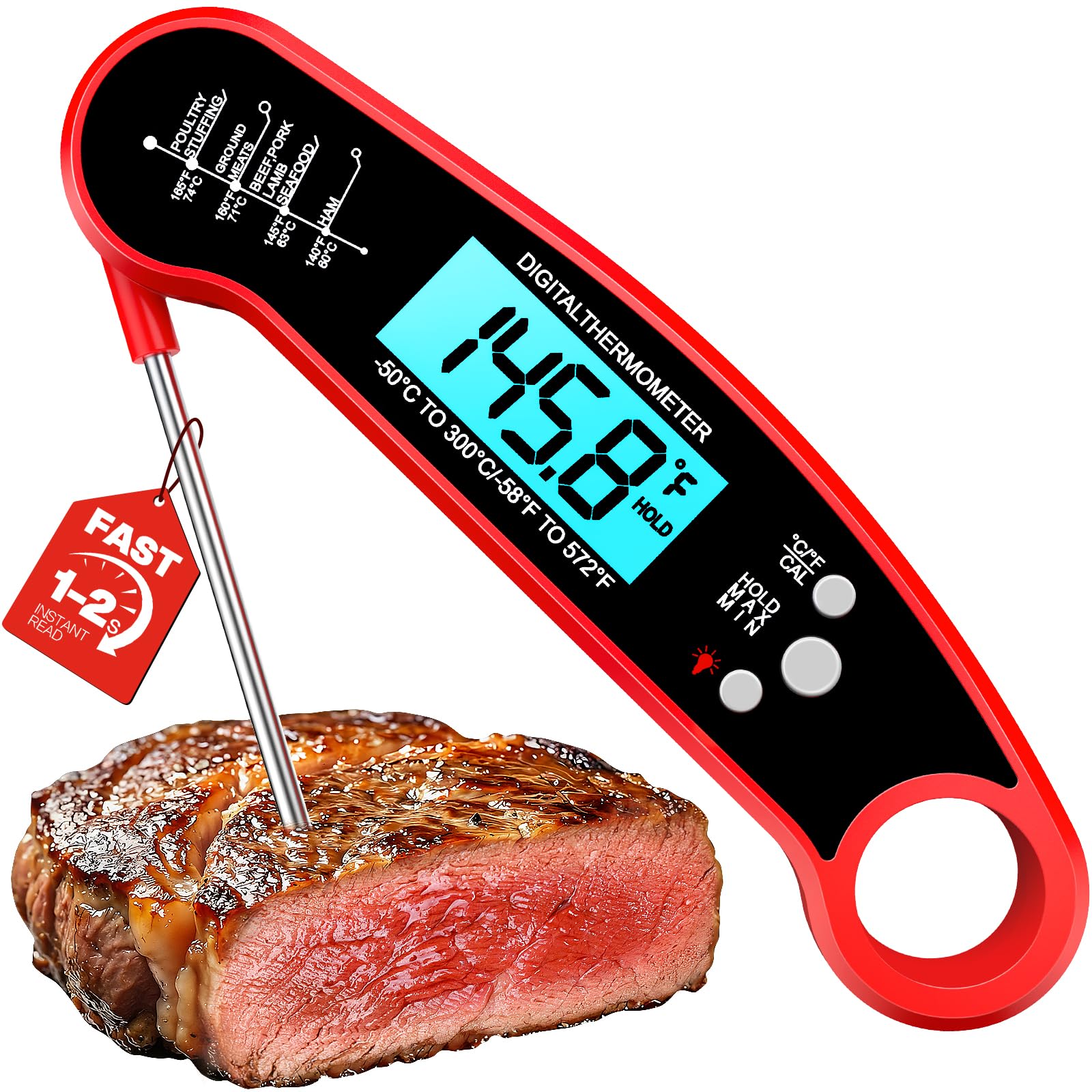 Meat Thermometer Digital - Instant Read Food Thermometer for Cooking Grilling Candy Air Fryer Griddle Probe Kitchen Gadgets