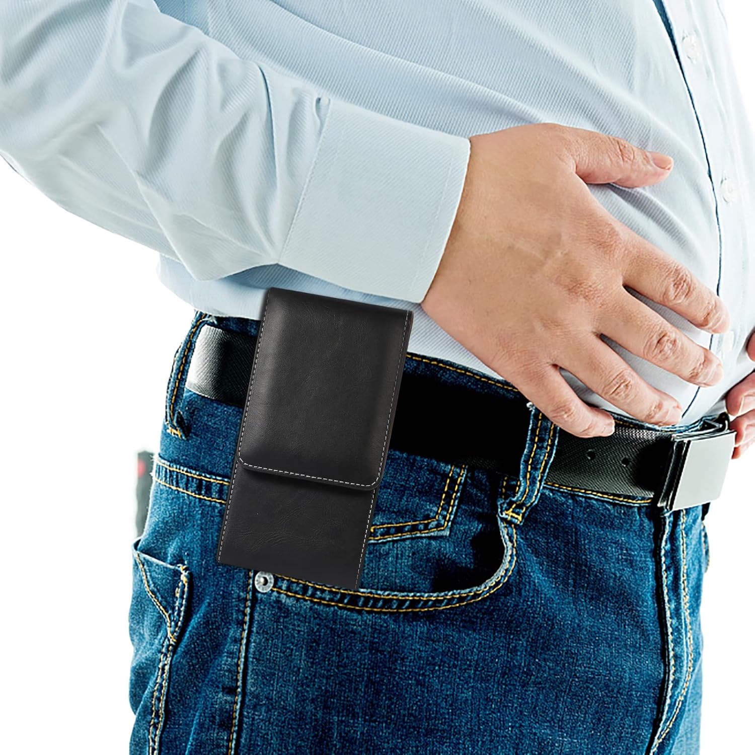 Dual Phone Holster Pouch Case 2 Cell Phone Belt Holder for S24 Ultra S24+ Plus S23 Ultra S22 Ultra S21+ S20+ A15 A55 A54 A53 A35 A2514 Pro Max Moto G Stylus 2023 Pixel 6 (Black) - Image 7