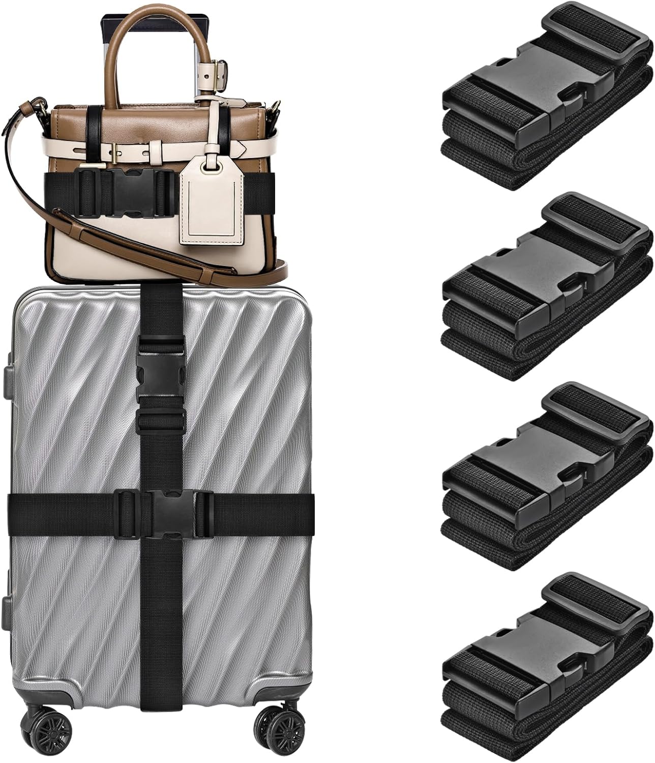 4 Pack Luggage Straps For Suitcases Strap Travel Belts Accessories