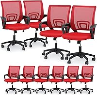 Vista 26 de Magshion Juego de 2 sillas ergonómicas de oficina, silla de escritorio de malla con respaldo medio, silla giratoria ajustable para computadora