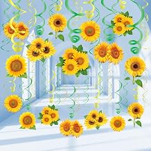KALEFO 30PCS Spring Summer Hanging Decorations Set Sun Flowers Autumn Daisy Fairy Birthday Party Decor Mothers Day Easter Daisies Ceiling Home Decor Swirls Classroom Baby Shower