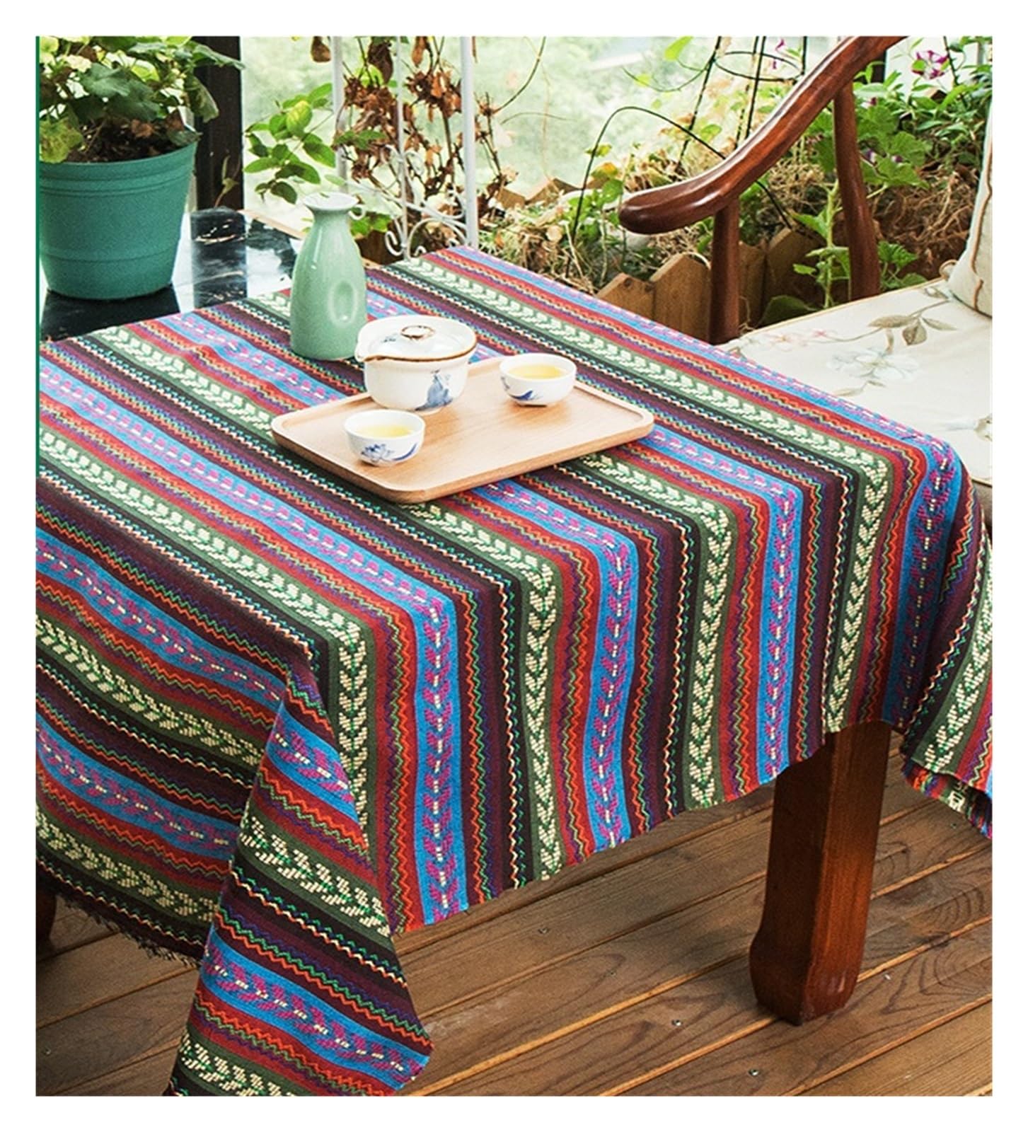Tessuto in cotone e lino in stile etnico, 50 x 150 cm, fatto a mano, per cucito, patchwork, borse, vestiti, divano, tovaglia.