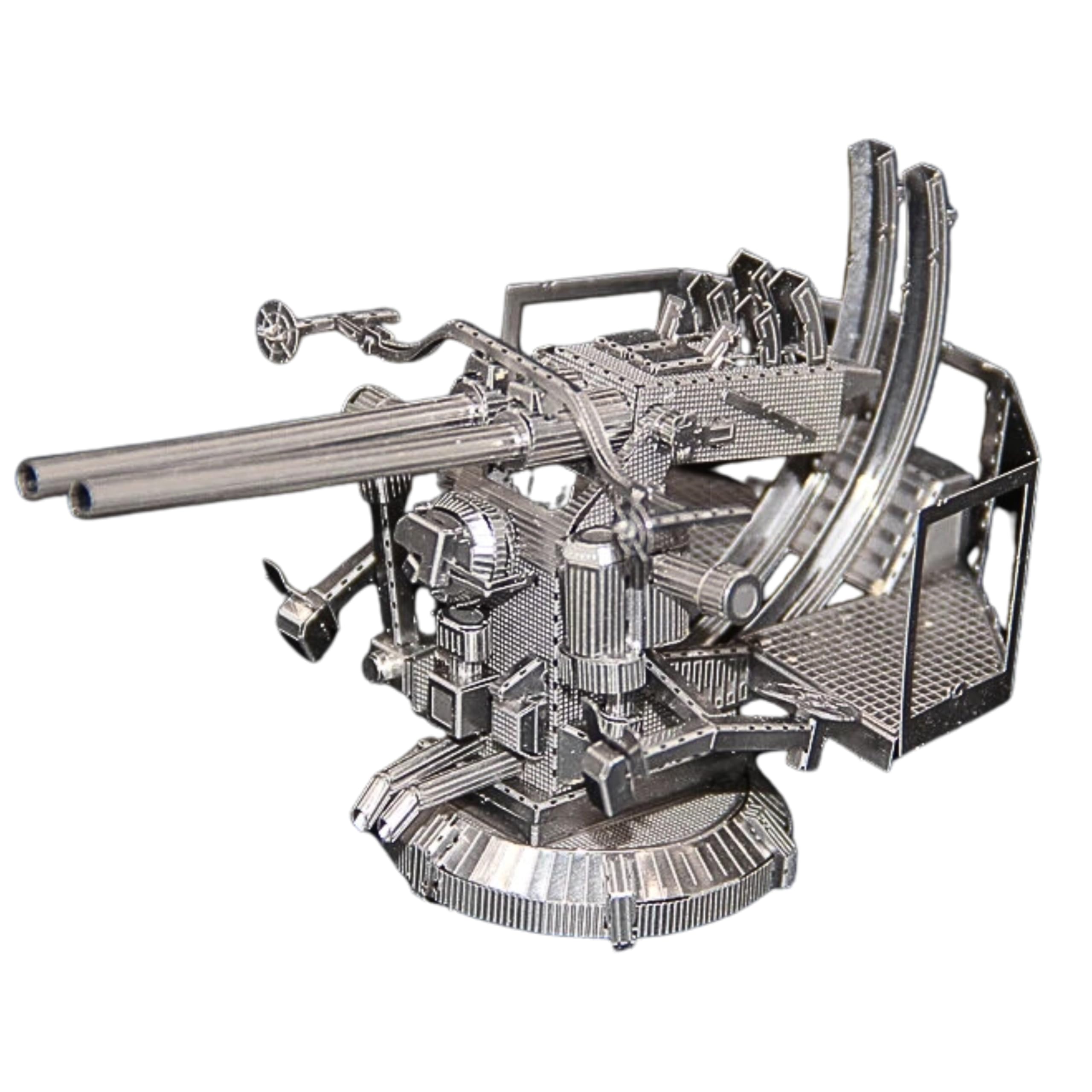 Metal Zone Anti-Aircraft 40mm Twin Gun Puzzle 3D de Metal. Cañón Antiaéreo de la Segunda Guerra Mundial. Rompecabezas de Metal 3D de Combate. Puzzle 3D de Metal para Adultos de 8.2 x 5 x 5cm