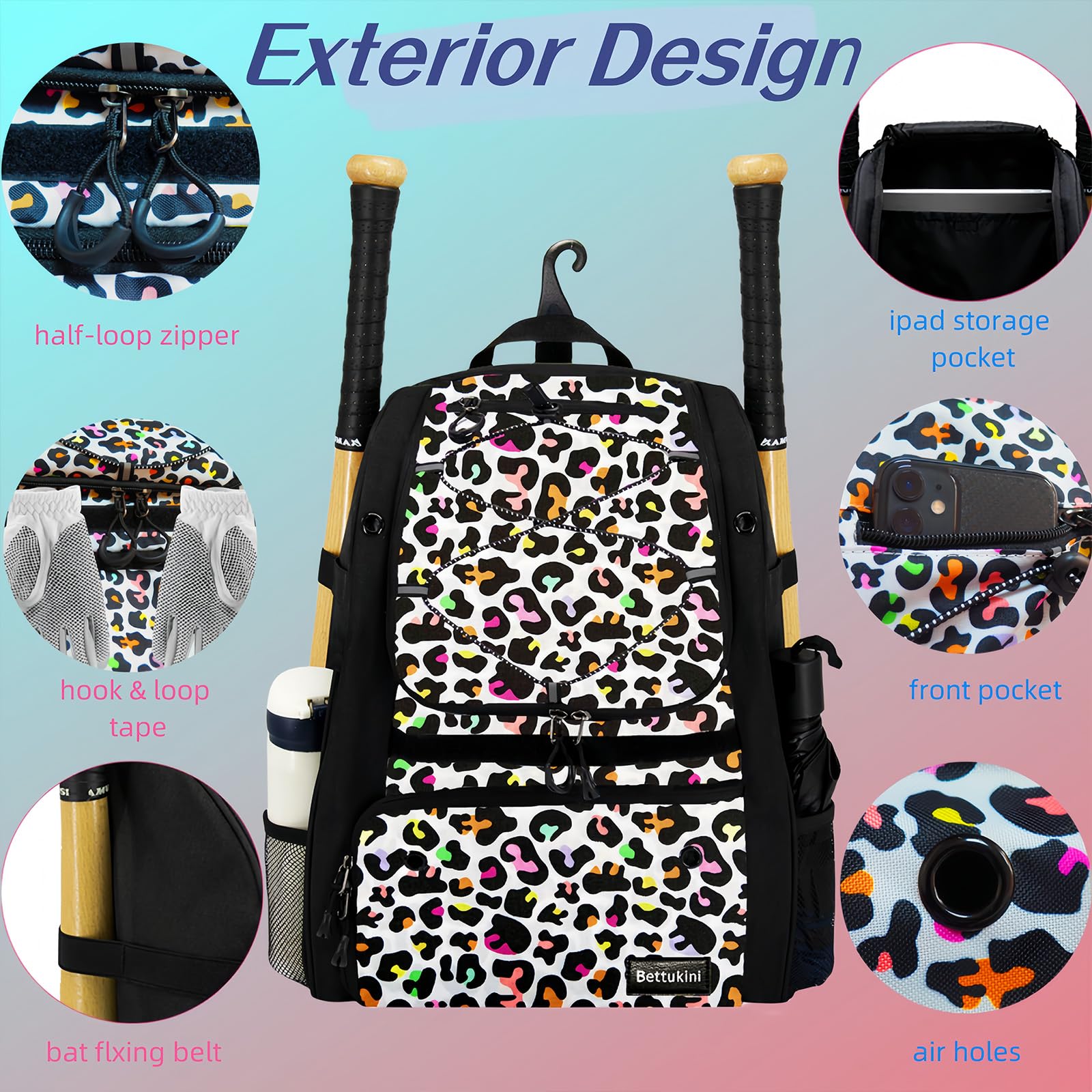 Bolsa de béisbol para mujeres y adultos, gran capacidad, color Leo