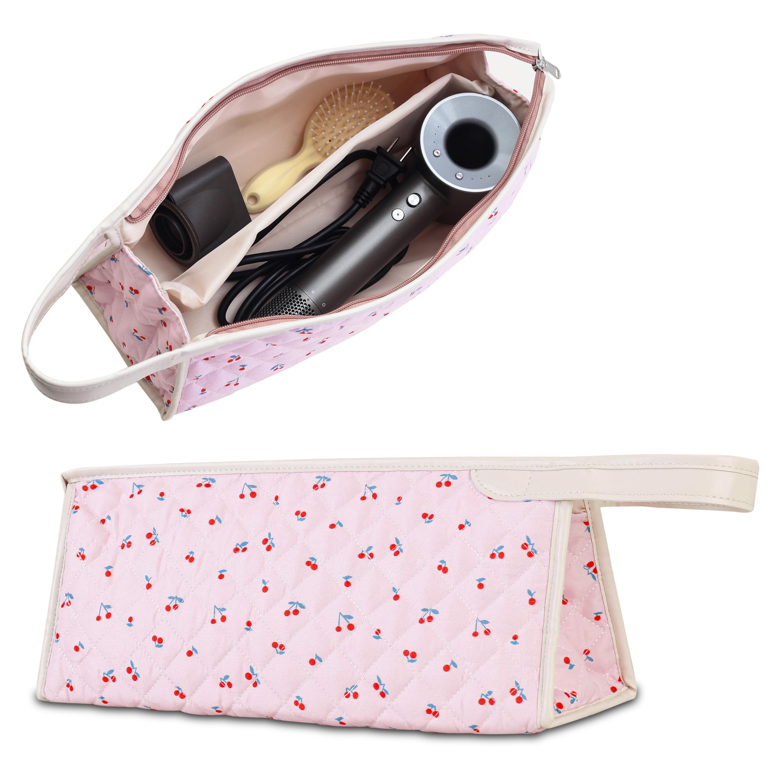 GISMTR Quilted Travel Case Compatible with Dyson Airwrap & Shark Flexstyle, Cotton Floral Carrying Storage Bag for Dyson Hair Dryer and Attachments, Cute Portable Organizer with Handle-image-28