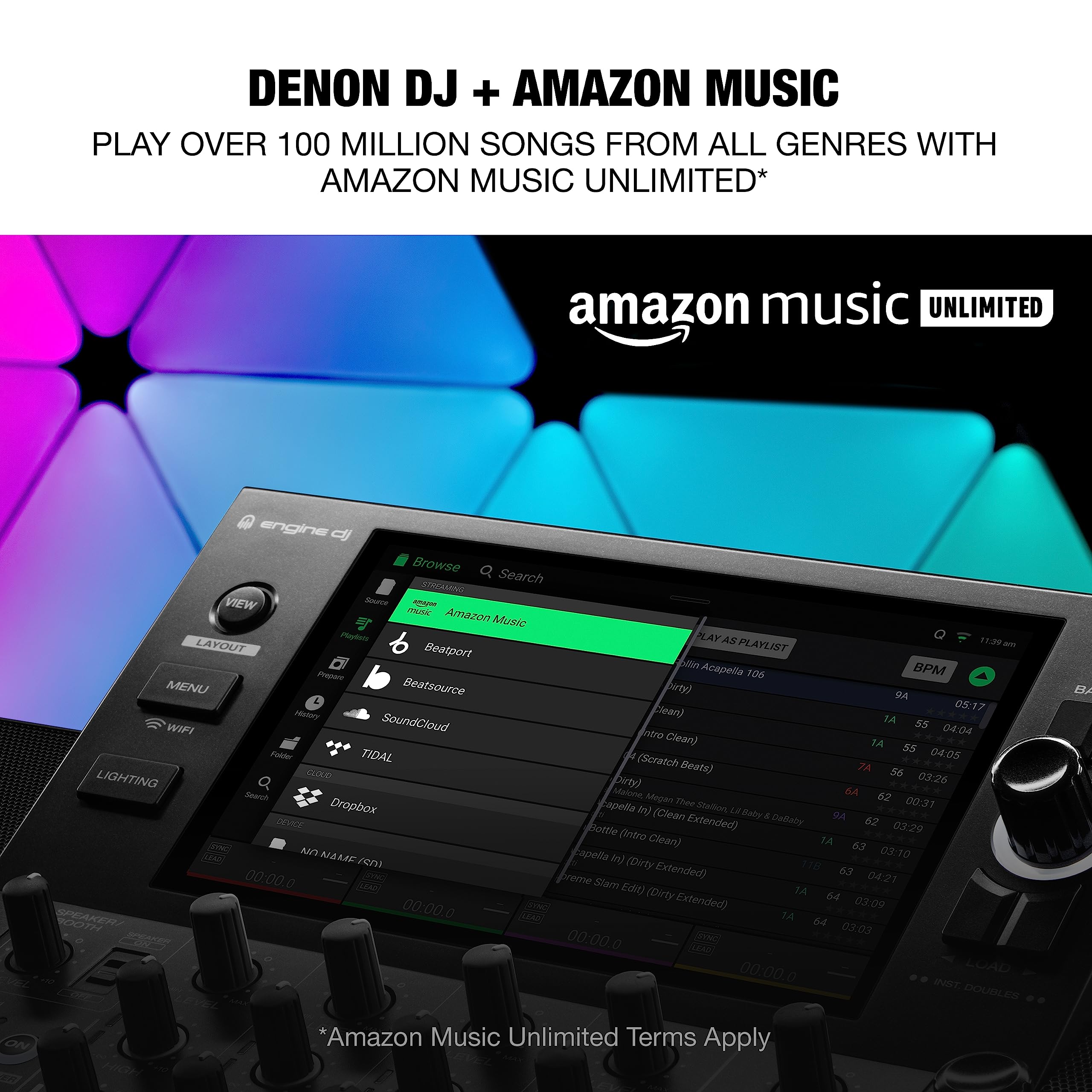Denon DJ SC LIVE 4 Controller DJ niezależny z separacją stem, streaming Wi-Fi, głośniki, kompatybilny z Serato DJ