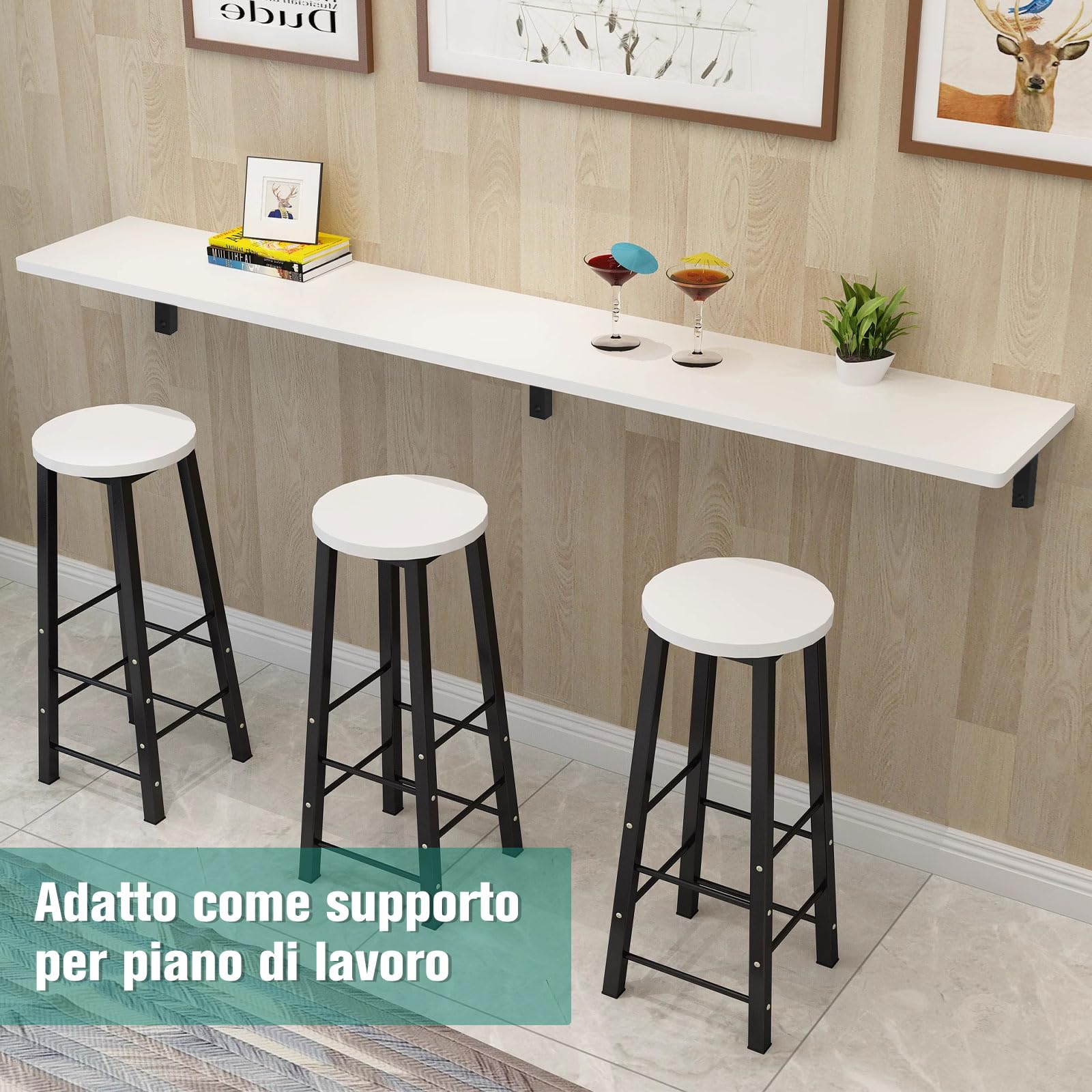 MLOQI 4 Pezzi Staffe per Mensole Pesanti Industrial, Reggimensola, Reggi Mensola da Muro, Staffe a L, Supporti per Scaffali Aperti Mensole Telaio Lavabo Bagno con Viti (45 cm)