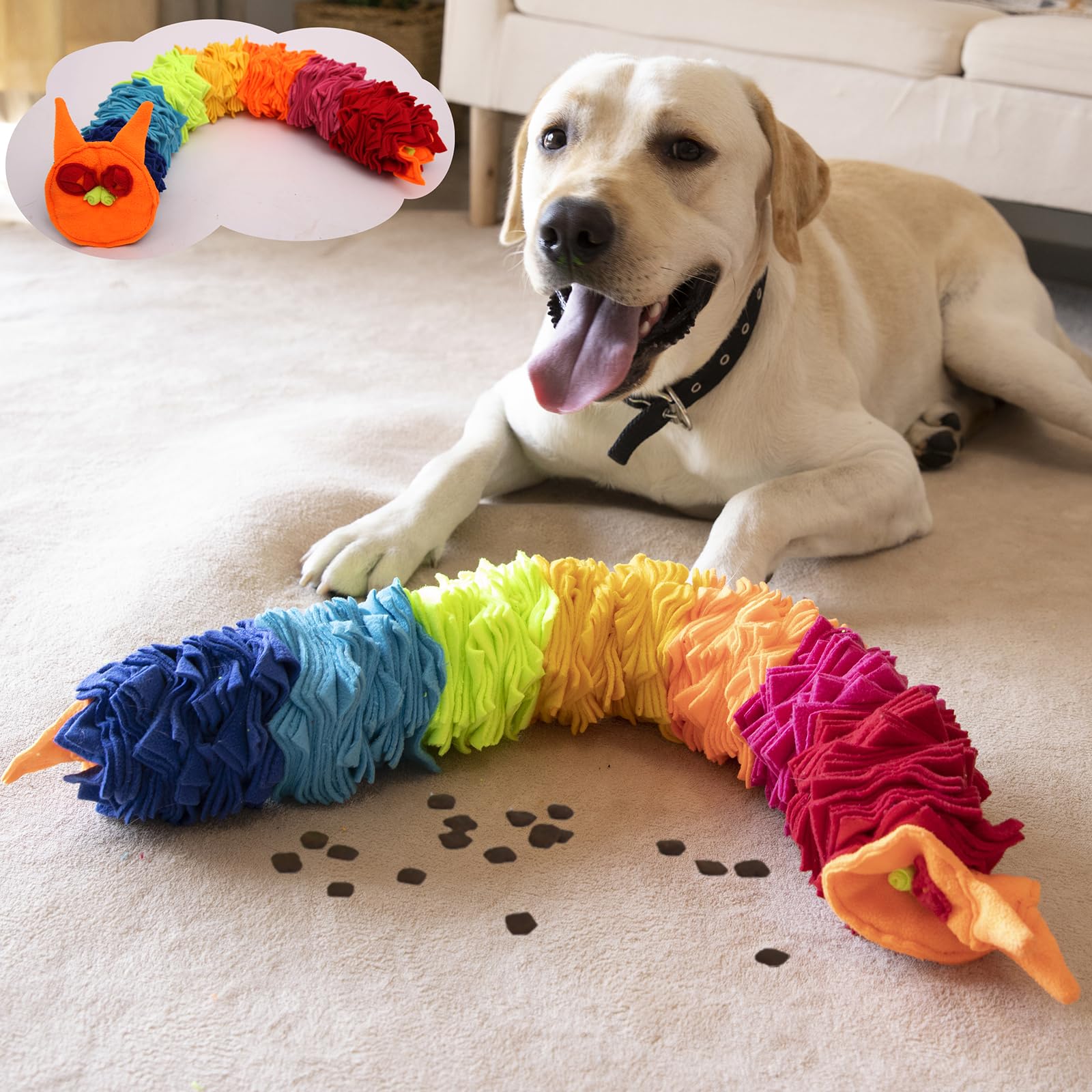 Snuffle Ball and Rainbow Interactive Dog Snuffle Snake Puzzle Toy Interactive Dogs Toys to Keep Them Busy Puppy
