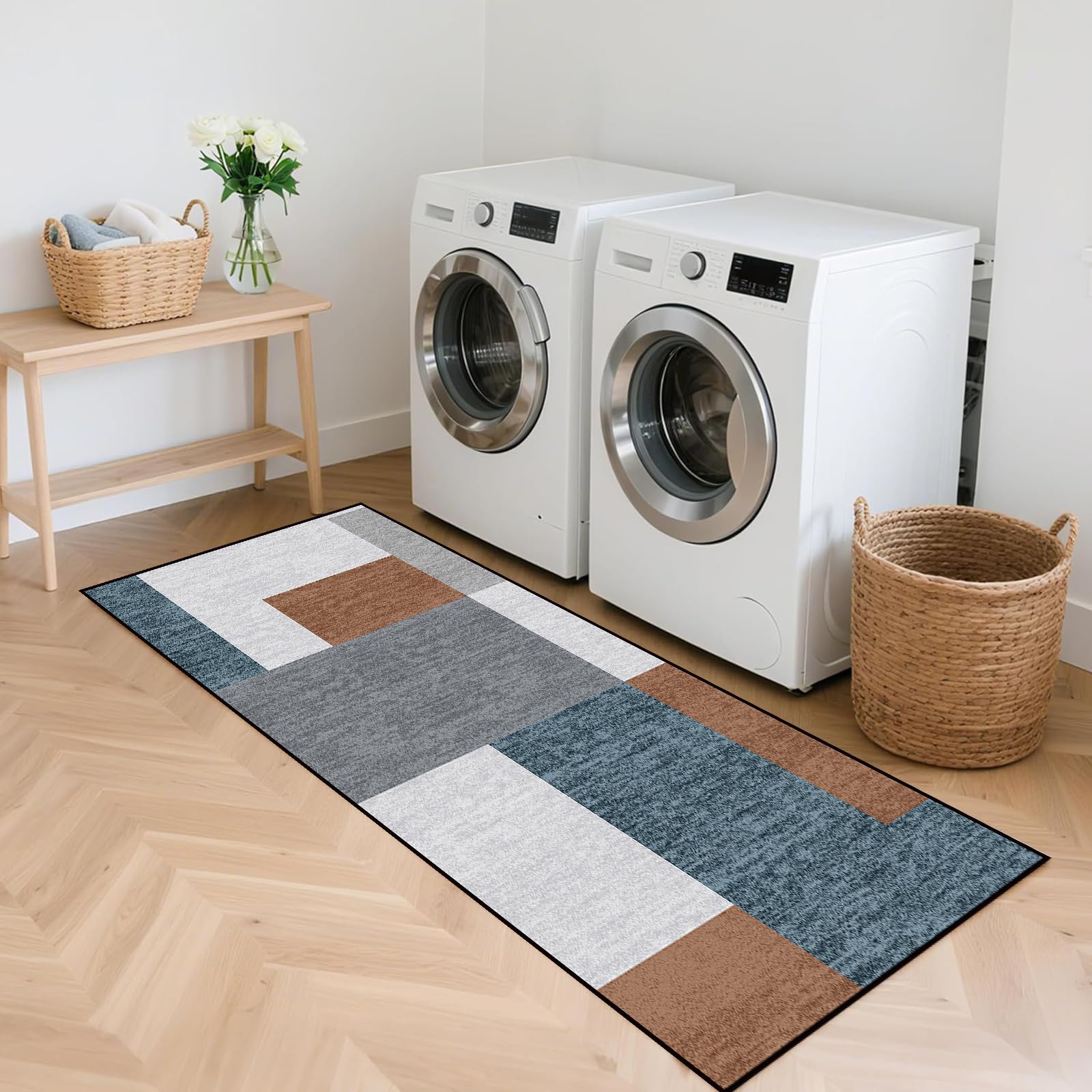 Alfombra de pasillo lavable de 75 x 225 cm con base antideslizante para entrada y cocina