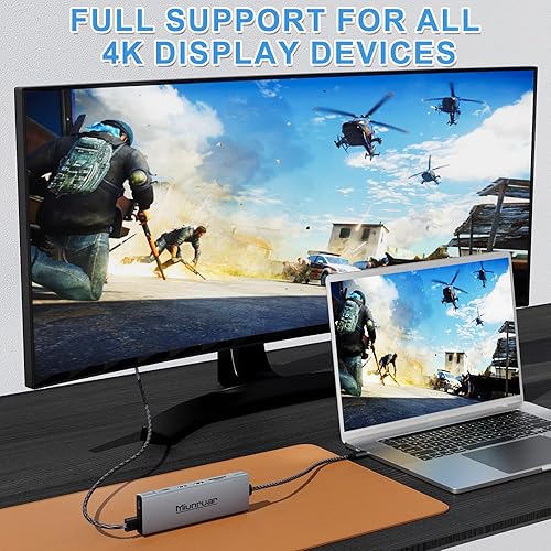 Miniatura 4 de (8 en 1) Hub USB-C con carcasa SSD M.2 NVMeSATA, adaptador multipuerto USB C 4K para portátil y MacBook, USB C a USB3.1 PD3.0 HDMI SDTF lector de