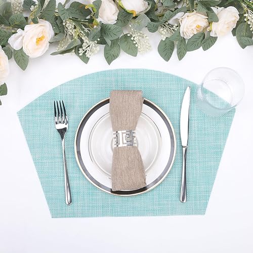 Miniatura 120 de SHACOS - Manteles individuales de PVC para mesas redondas, manteles individuales con curvatura, antideslizantes, resistentes al calor, de vinilo,