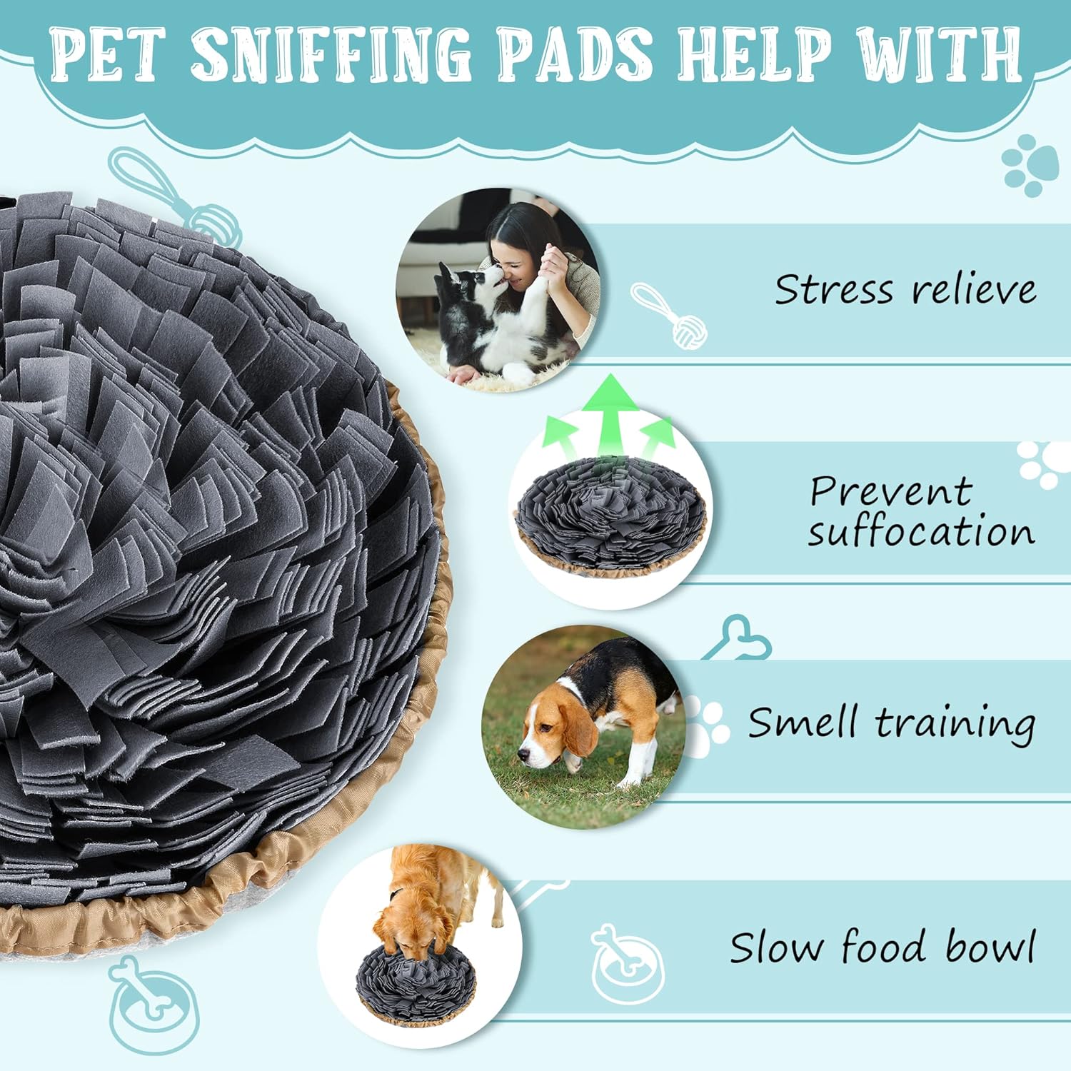 Divooze Snuffle Mat for Dogs Large, Dog boredom breaker, Sniff Mat for
