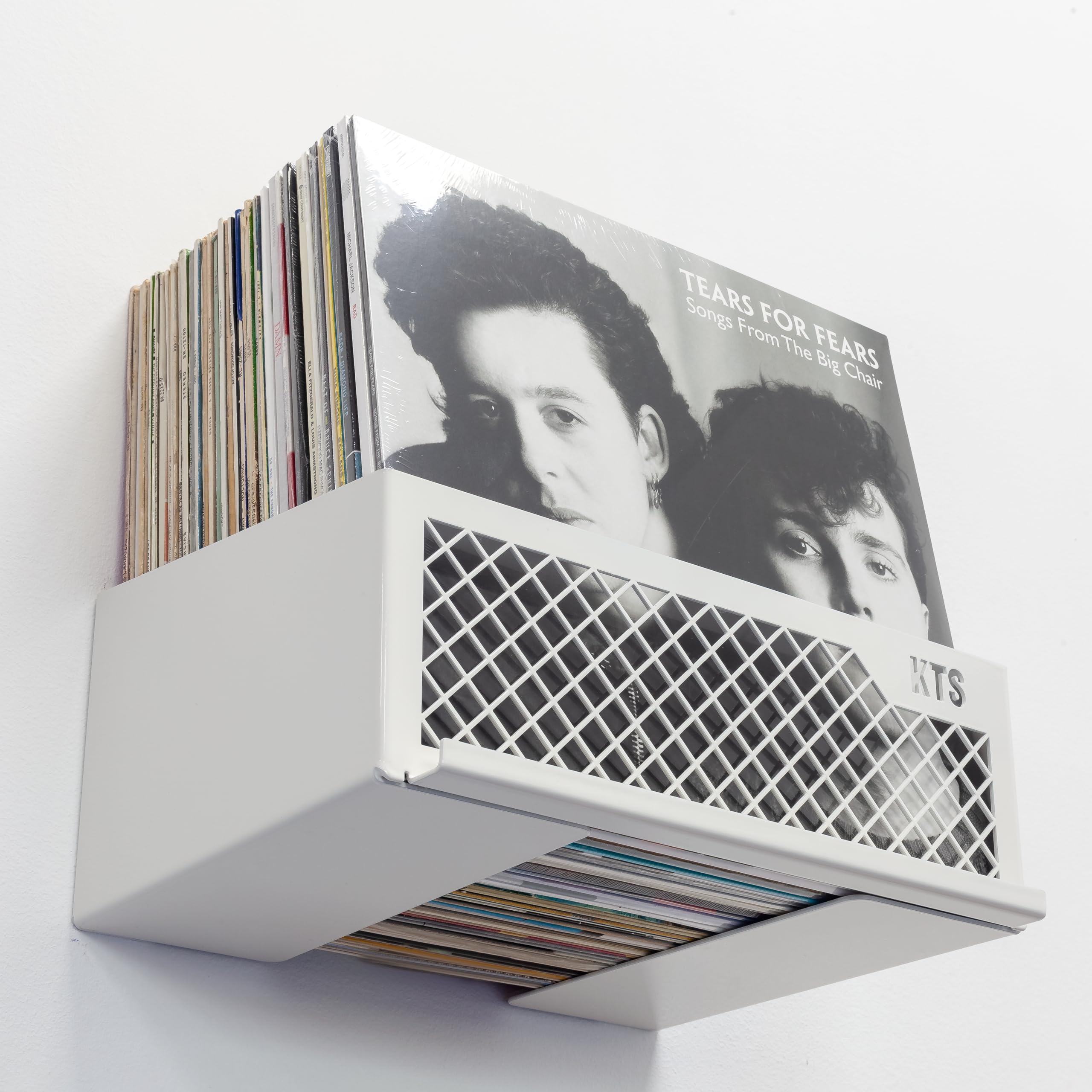Keep Them Spinning | Vinyl Record Storage, Record Shelf Wall Mount Holder for up to 50 LPs with Now Playing Display, Record Organizer - White - Exclusive Record Storage for Vinyl Lovers.