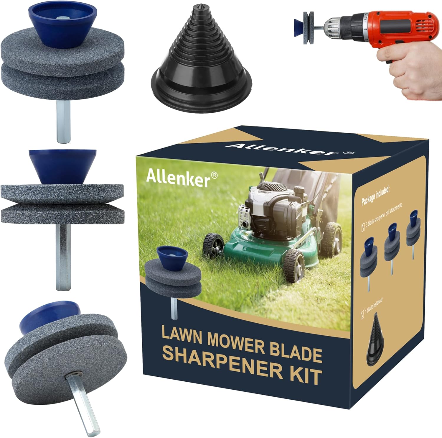 Double Layer Lawn Mower Blade Sharpener, Universal Corundum