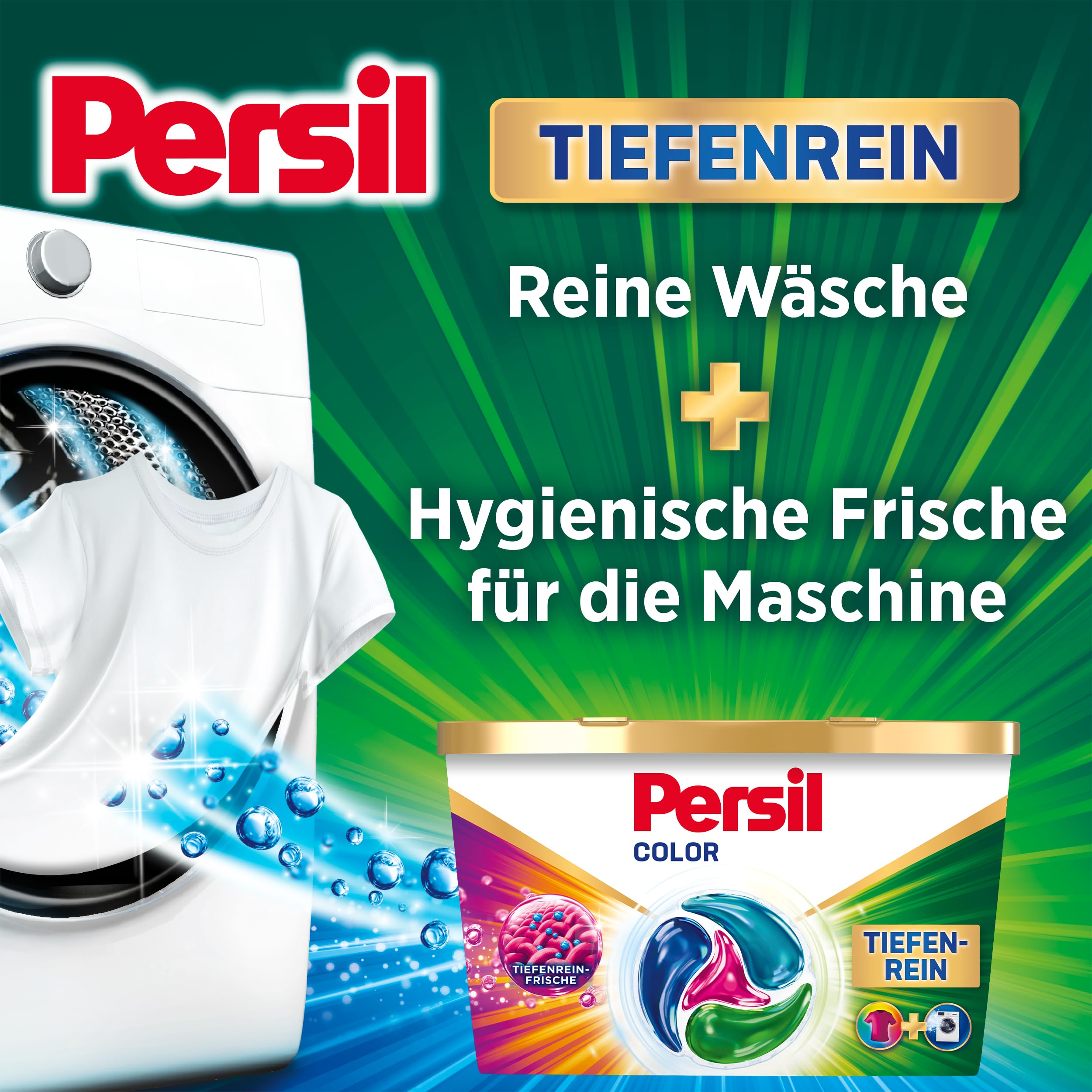 Persil 4in1 Color DISCS (100 Waschladungen), Waschmittel mit Tiefenrein-Frische, Colorwaschmittel für reine Wäsche und hygienischer Frische für die Maschine